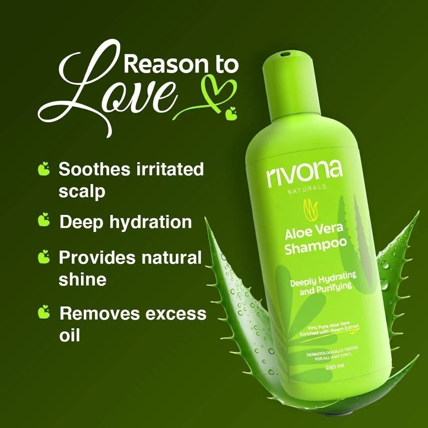 Image of RIVONA NATURALS Aloe Vera Shampoo,Zero Chemicals Natural Hydrating Shampoo for Soft, Smooth Hair