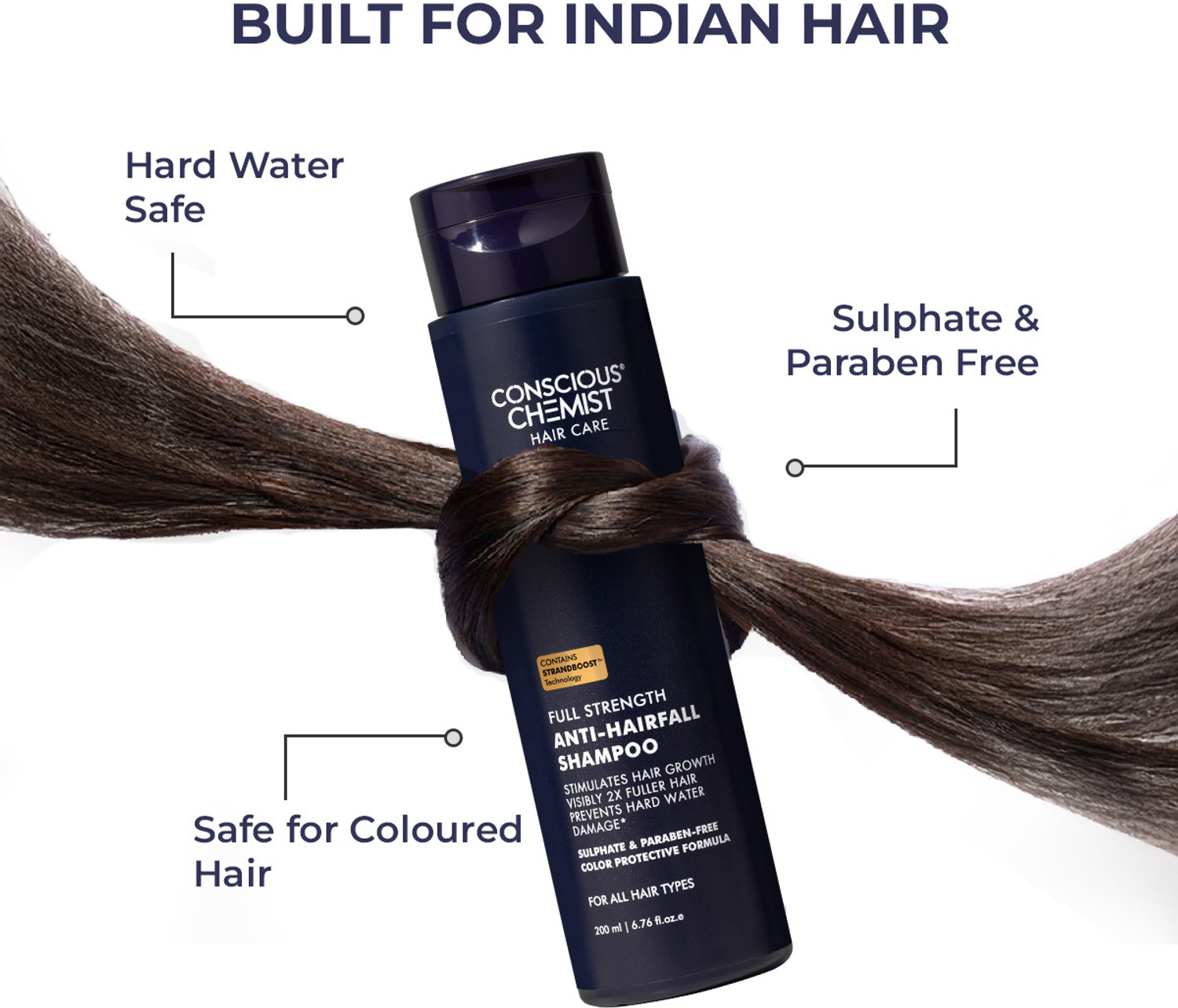 Image of Conscious Chemist Full Strength Anti-Hairfall Shampoo | Saw palmetto, Rosemary OIl & Keratin