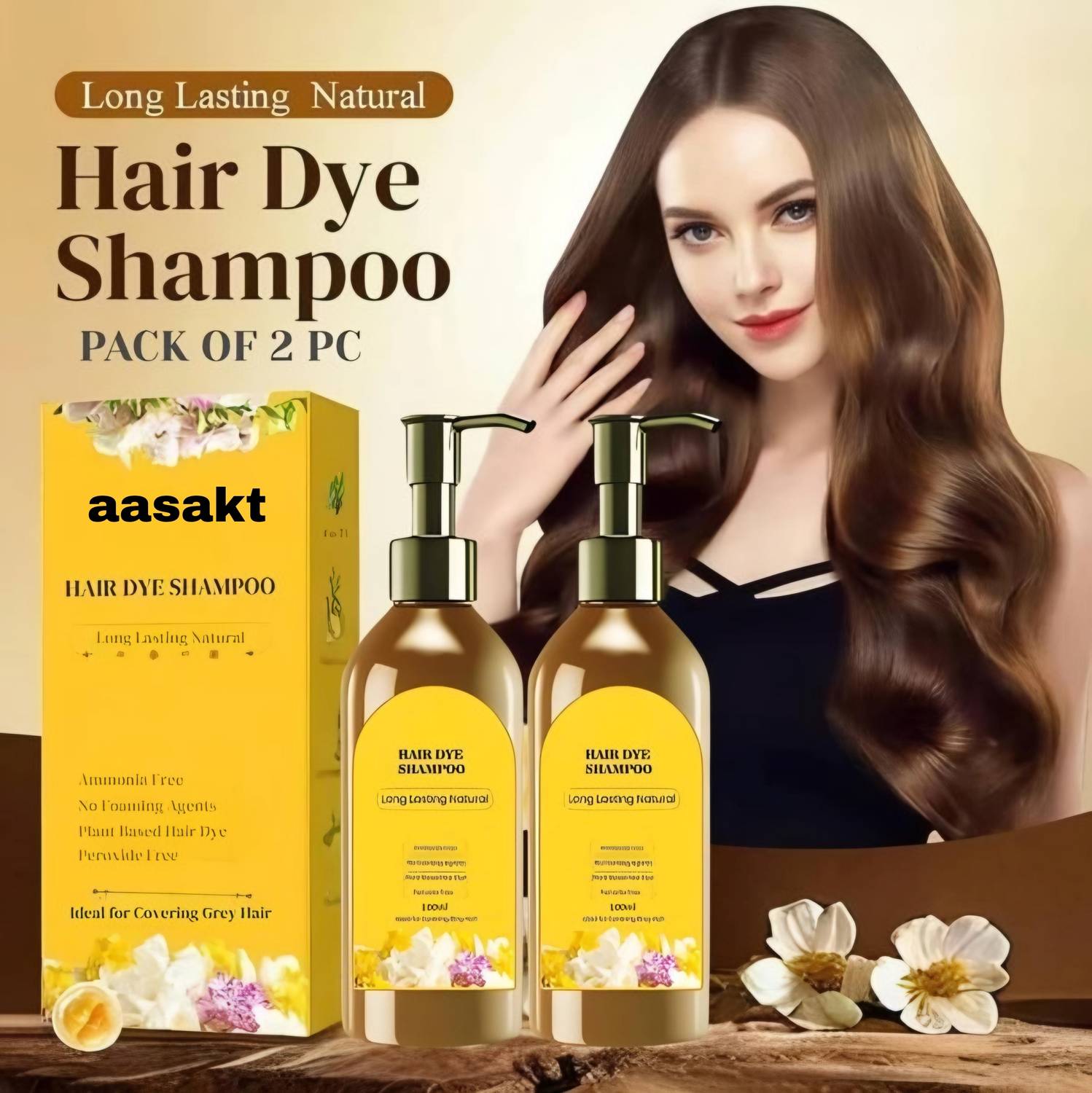 AASAKT Japanese Hair Dye Shampoo Original For Men And Women Pact of 2