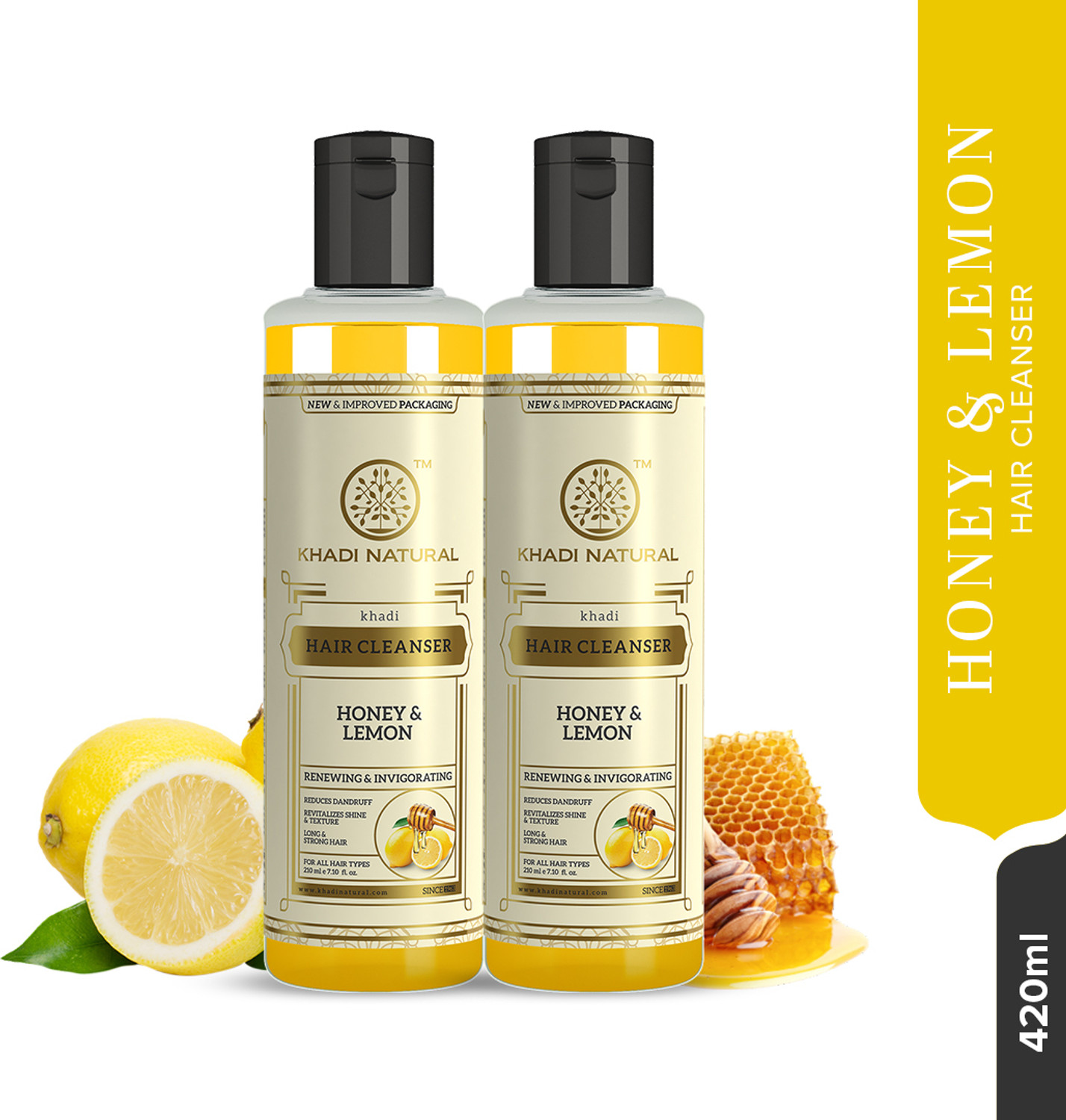 Image of KHADI NATURAL Herbal Honey & Lemon Cleanser /Shampoo (Pack of 2)