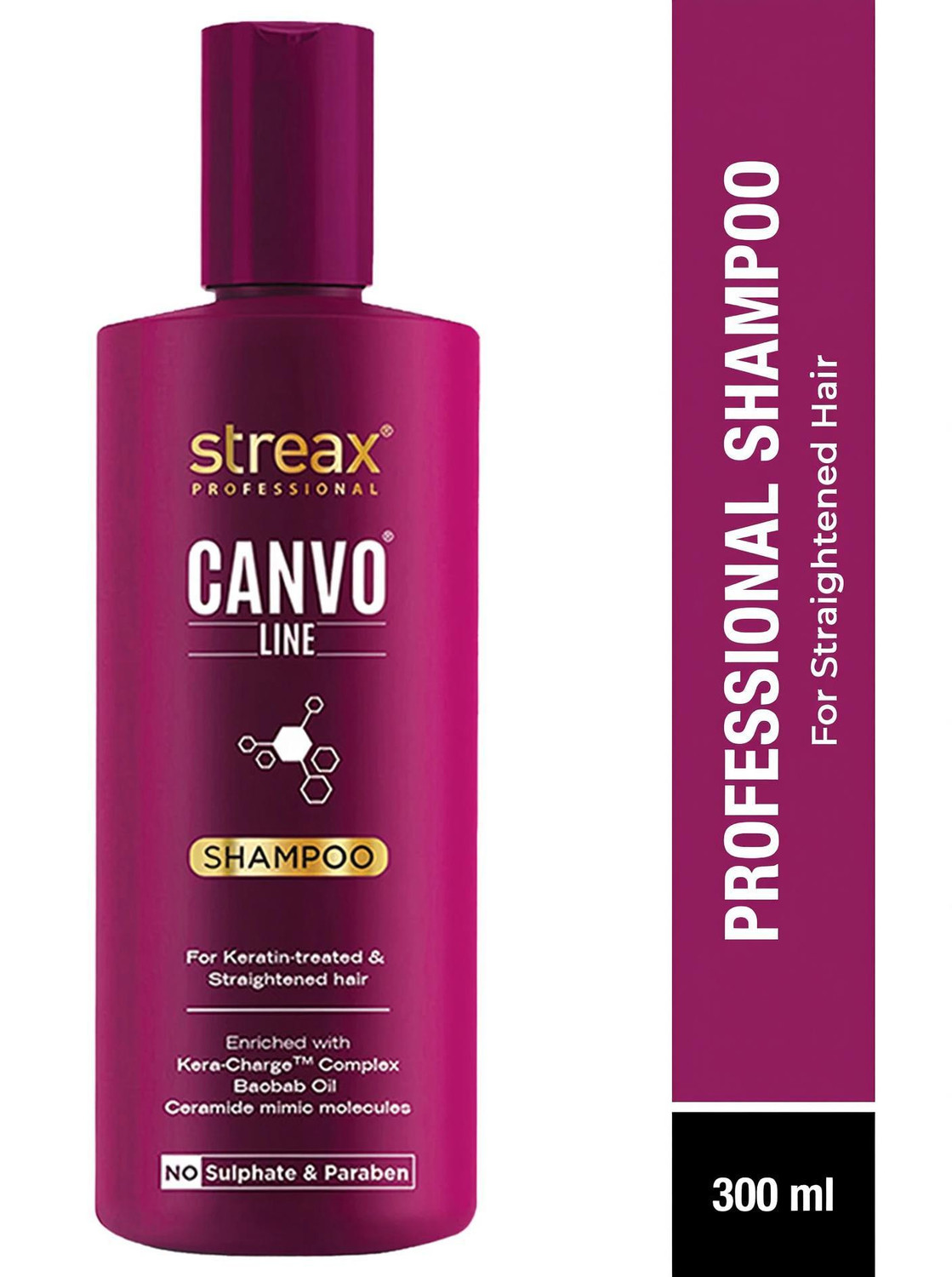 Image of Streax Professional Professional Canvoline Shampoo With Kera Charge Complex For Straightened Hair (300 ml)