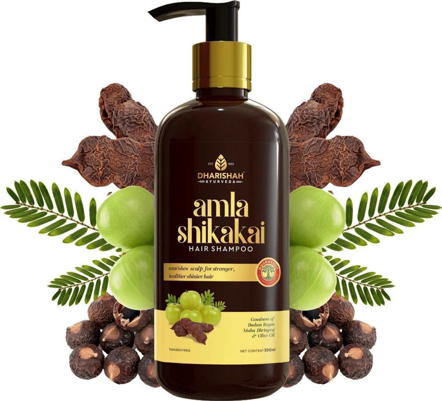 Image of Dharishah Ayurveda Amla Reetha Shikakai Shampoo for Hair Growth Ayurvedic Anti Hairfall & Anti Dandruff Shampoo