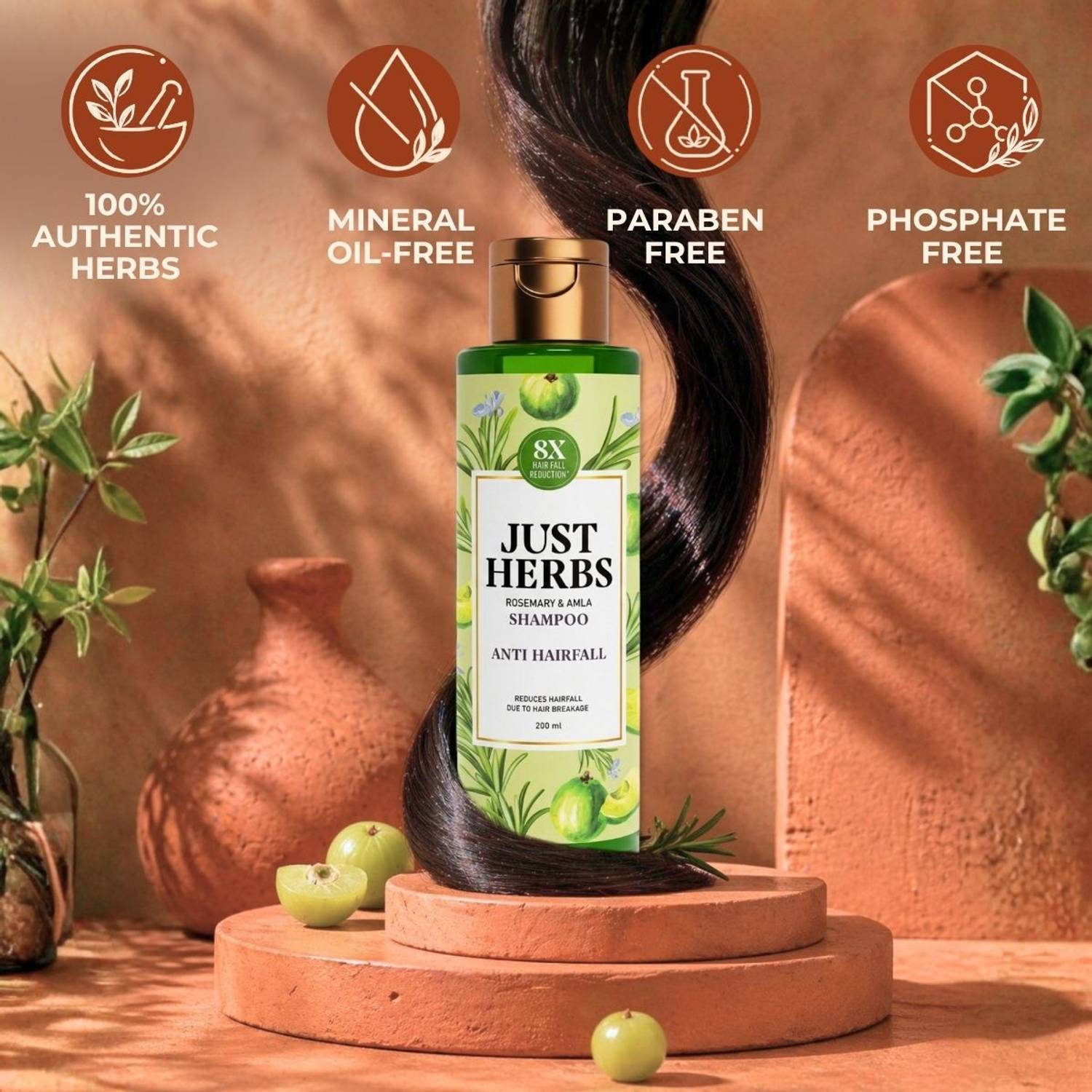 Just Herbs Anti Hair Fall Shampoo 200ml - Image 5