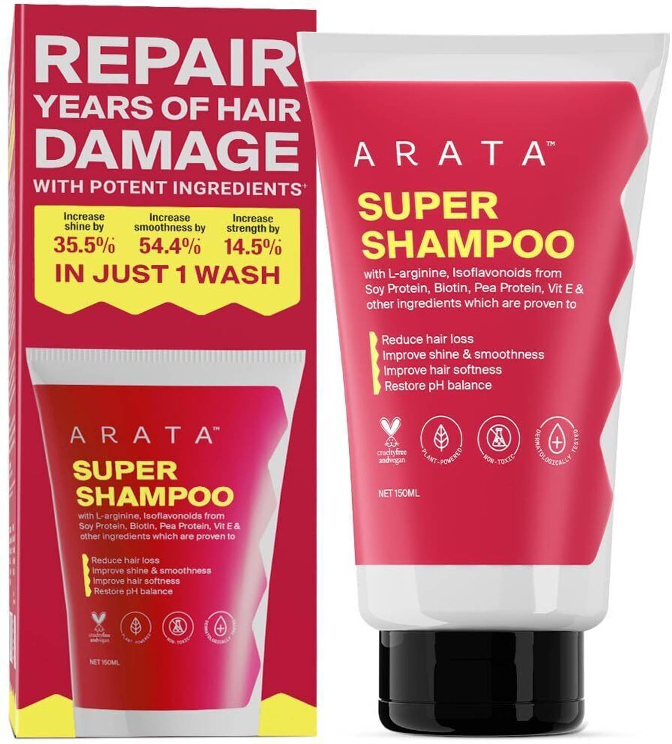 ARATA Super Shampoo for Damaged Hair | Enriched with Biotin & Proteins