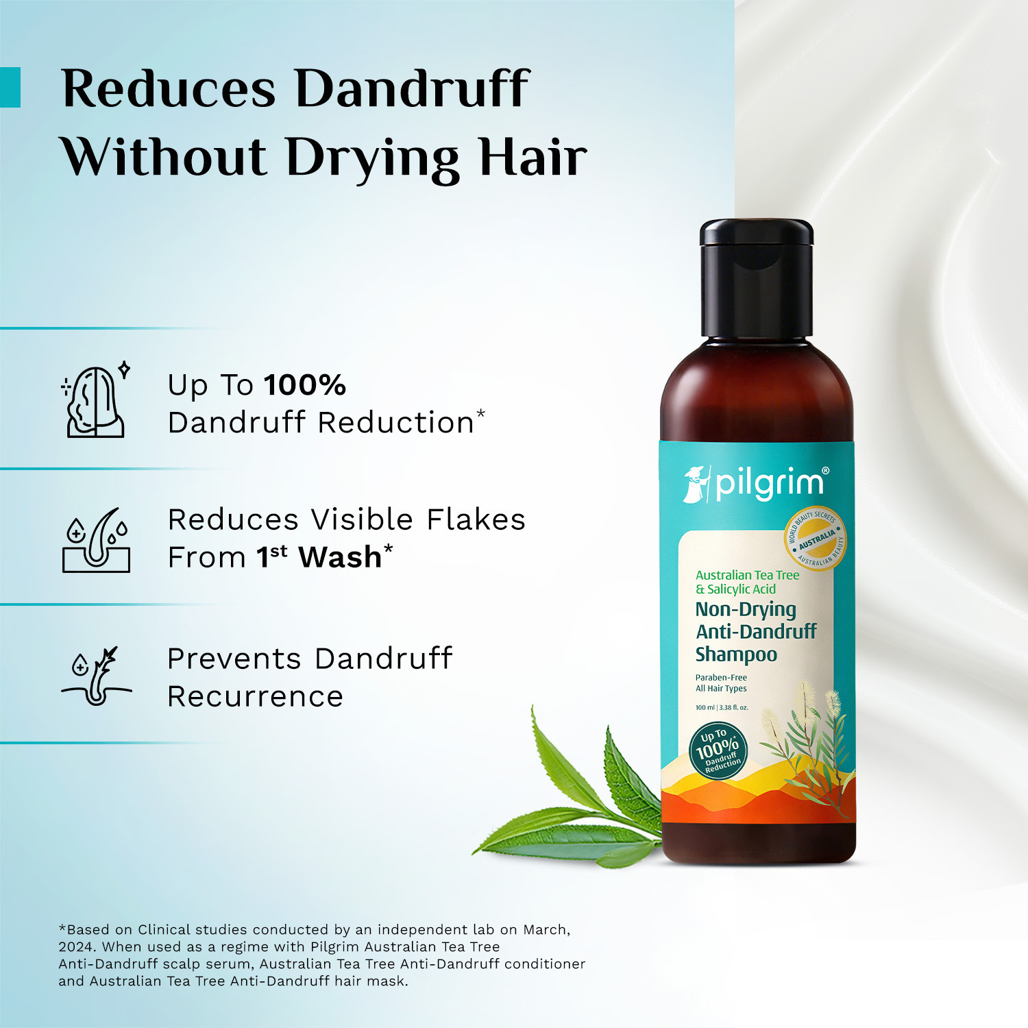 Image of Pilgrim Australian Tea Tree Non-Drying Anti-Dandruff Shampoo for Itchy Scalp