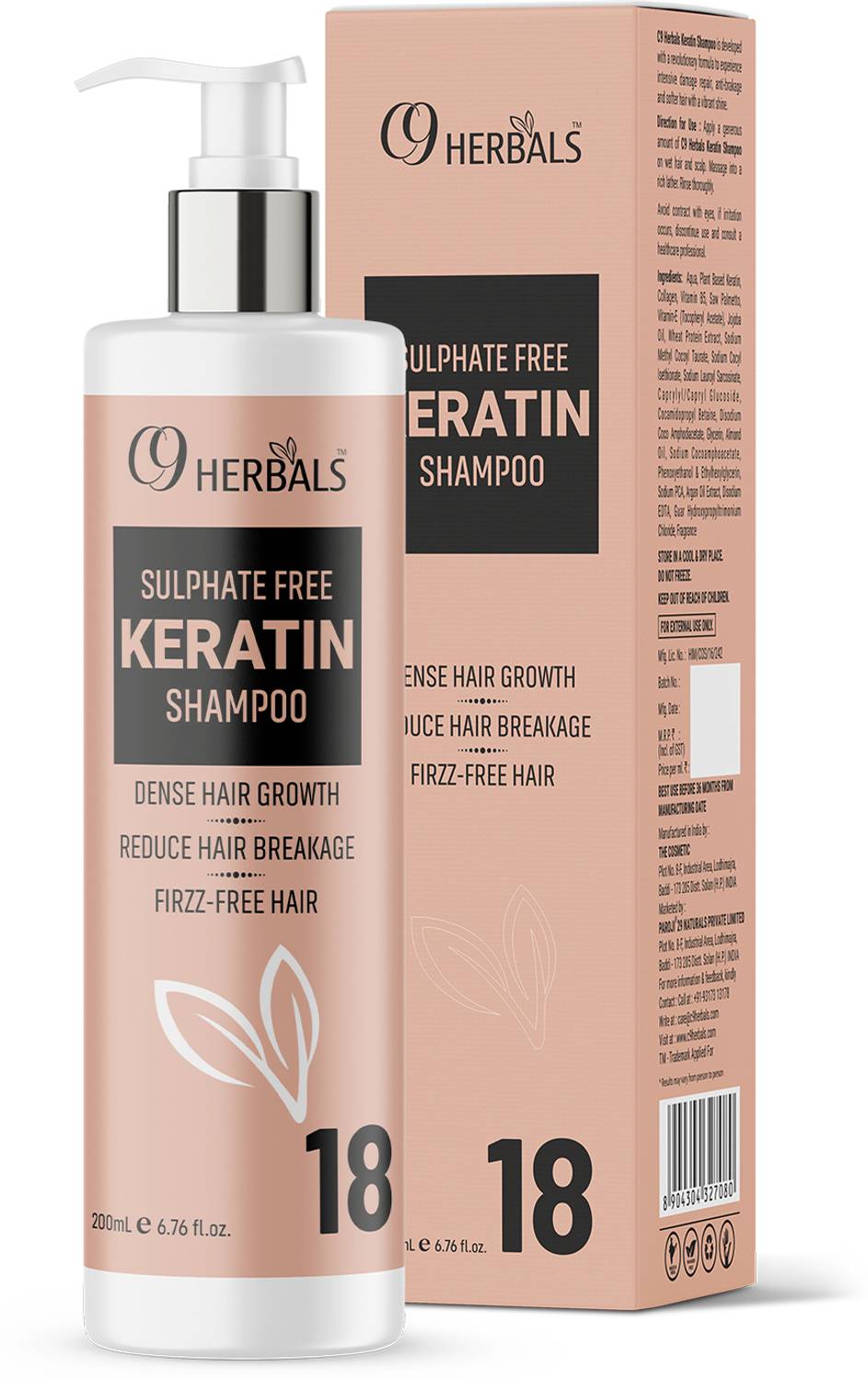 C9 herbals Sulphate Free Keratin Shampoo With Wheat Protein And Saw Palmetto