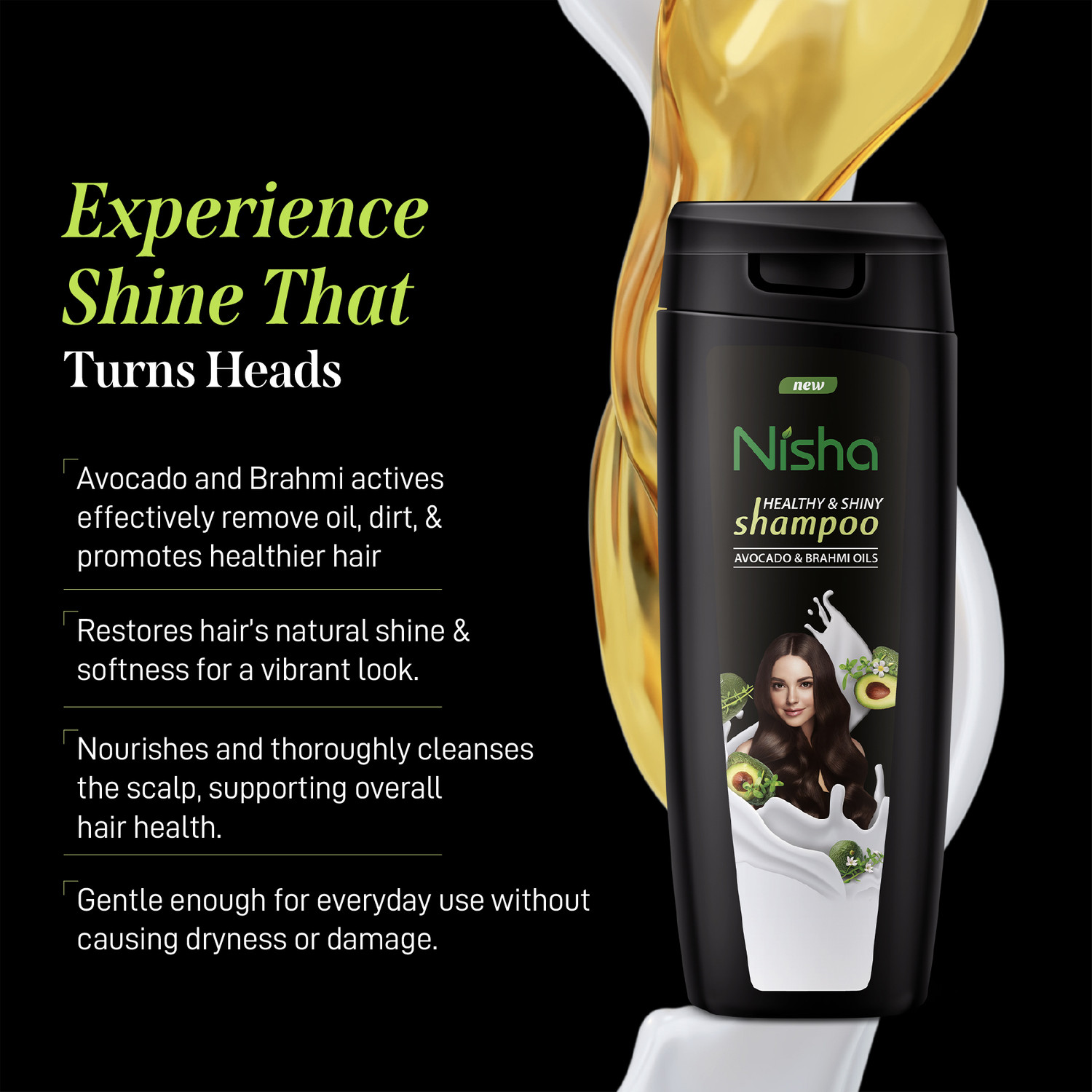 Image of Nisha Avacado & Brahmi Oils Shampoo For Strong Beautiful Hair, 180 ML - Pack Of 2