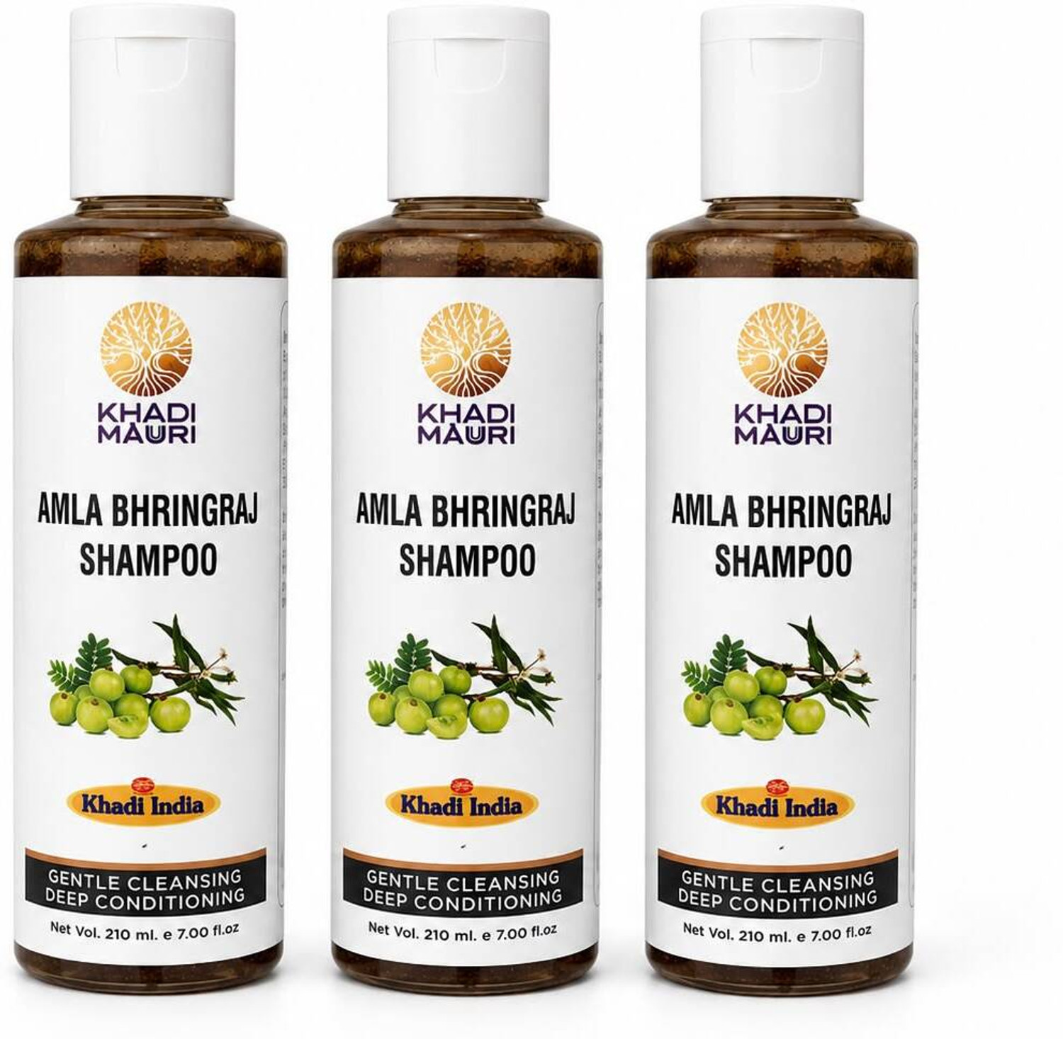 Image of Khadi Mauri Herbal Amla Bhringraj Shampoo | Anti Hairfall Cleanser & Boosts Hair Repair