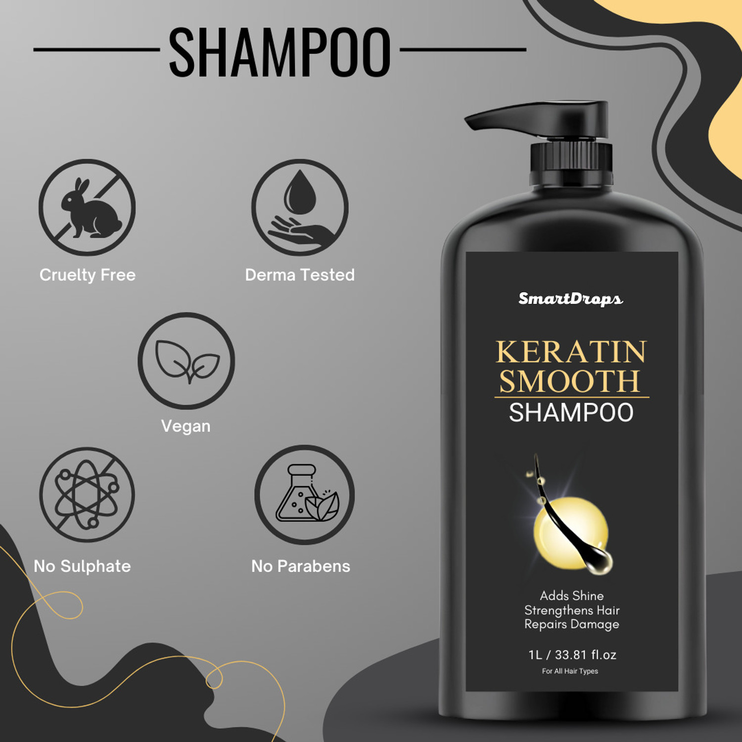 Image of smartdrops Argan Keratin Protein Shampoo For Women & Men With Vitamins, Hair Fall Shampoo