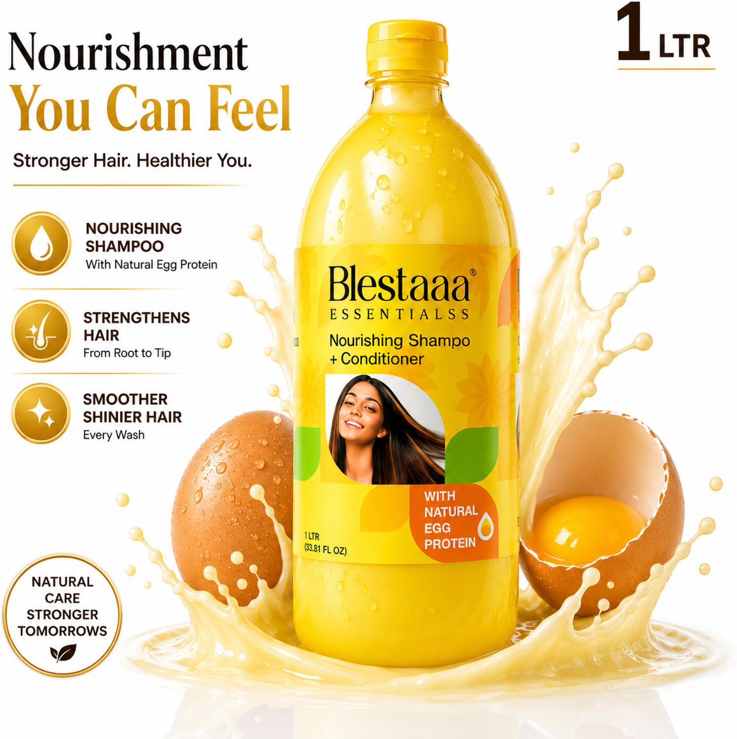 Image of blestaaa essentialss Egg Protein Solutions Hair Fall Prevent Shampoo, With Egg White Protein