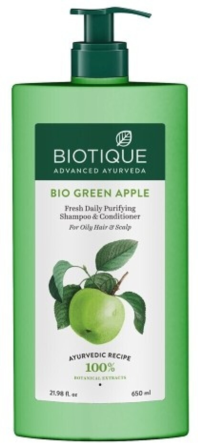 Image of BIOTIQUE Bio Green Apple Fresh Daily Purifying Shampoo & Conditioner (For Oily Hair & Scalp)