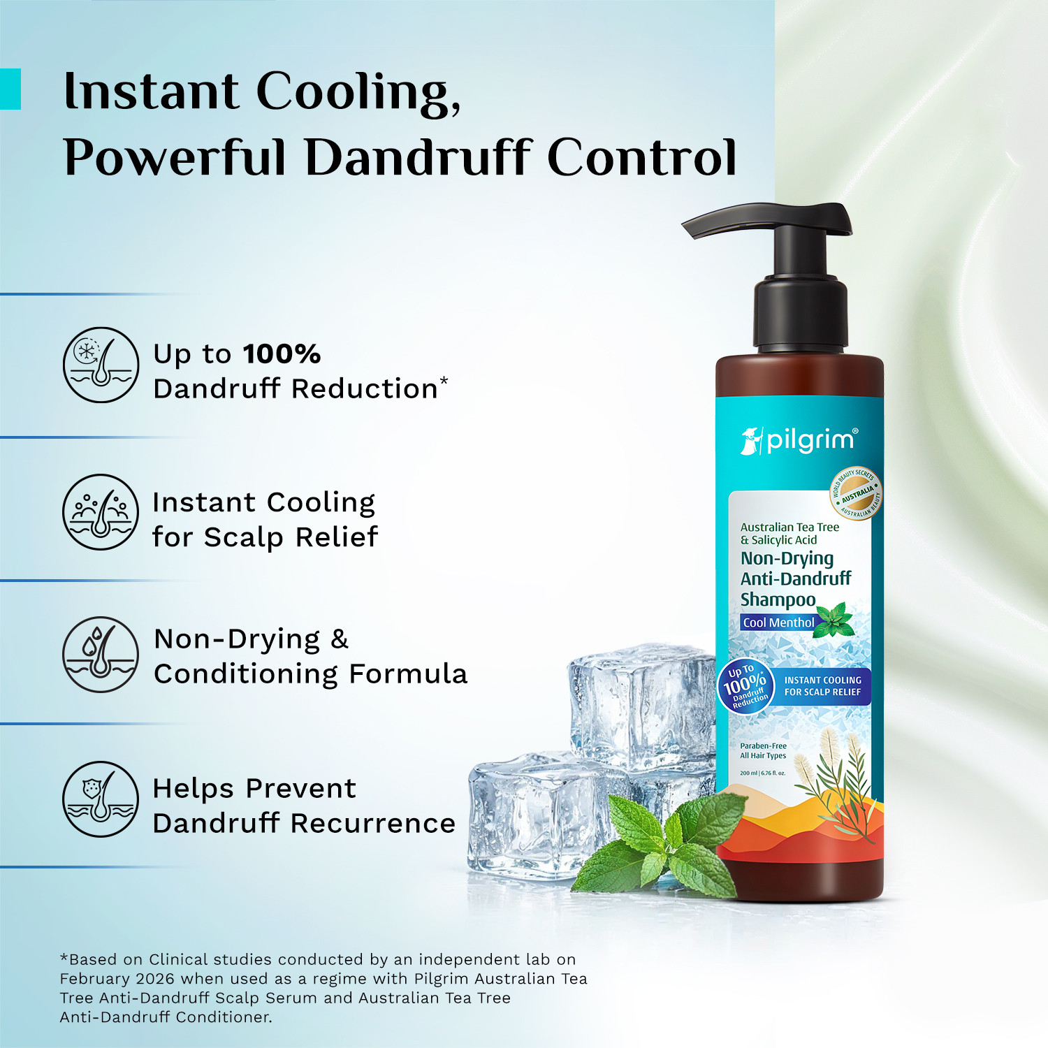 Image of Pilgrim Australian Tea Tree Anti-Dandruff Shampoo With Cooling Menthol For Itchy Scalp