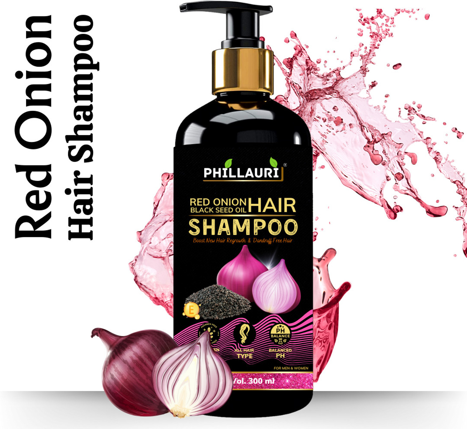 Image of Phillauri Onion Black Seed Oil Shampoo - Strengthens and Nourishes Hair