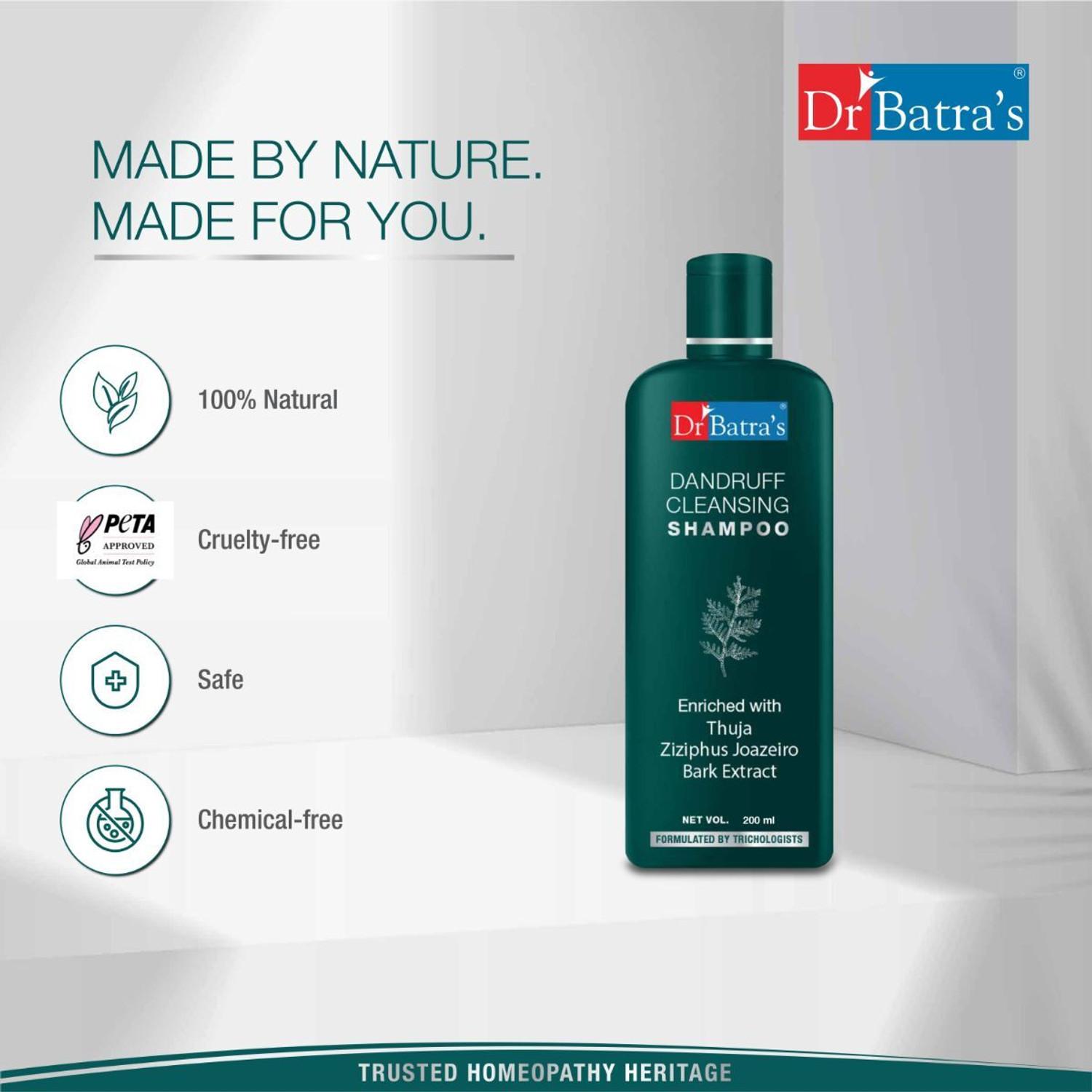 Image of Dr Batra's Dandruff Cleansing Shampoo with Thuja Extract - Flake-Free Healthy Hair Care