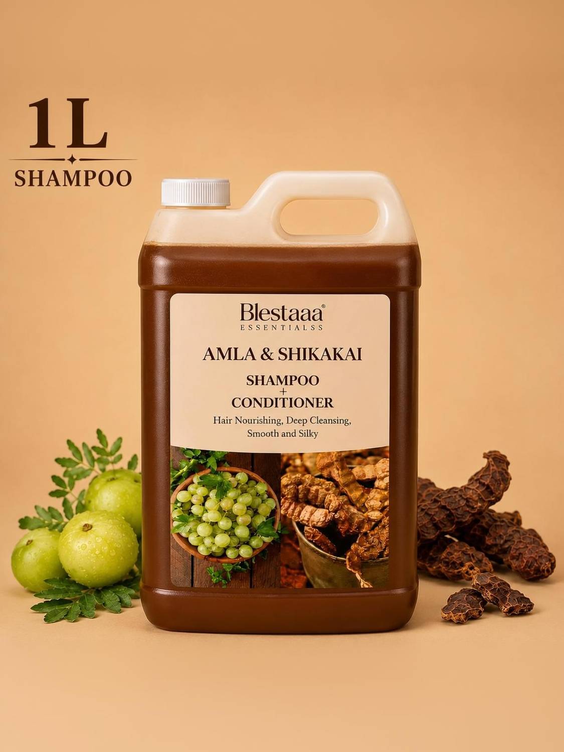 blestaaa essentialss Amla Shikakai Shampoo Natural Hair Cleanser | Strengthens Roots & Promotes Hair