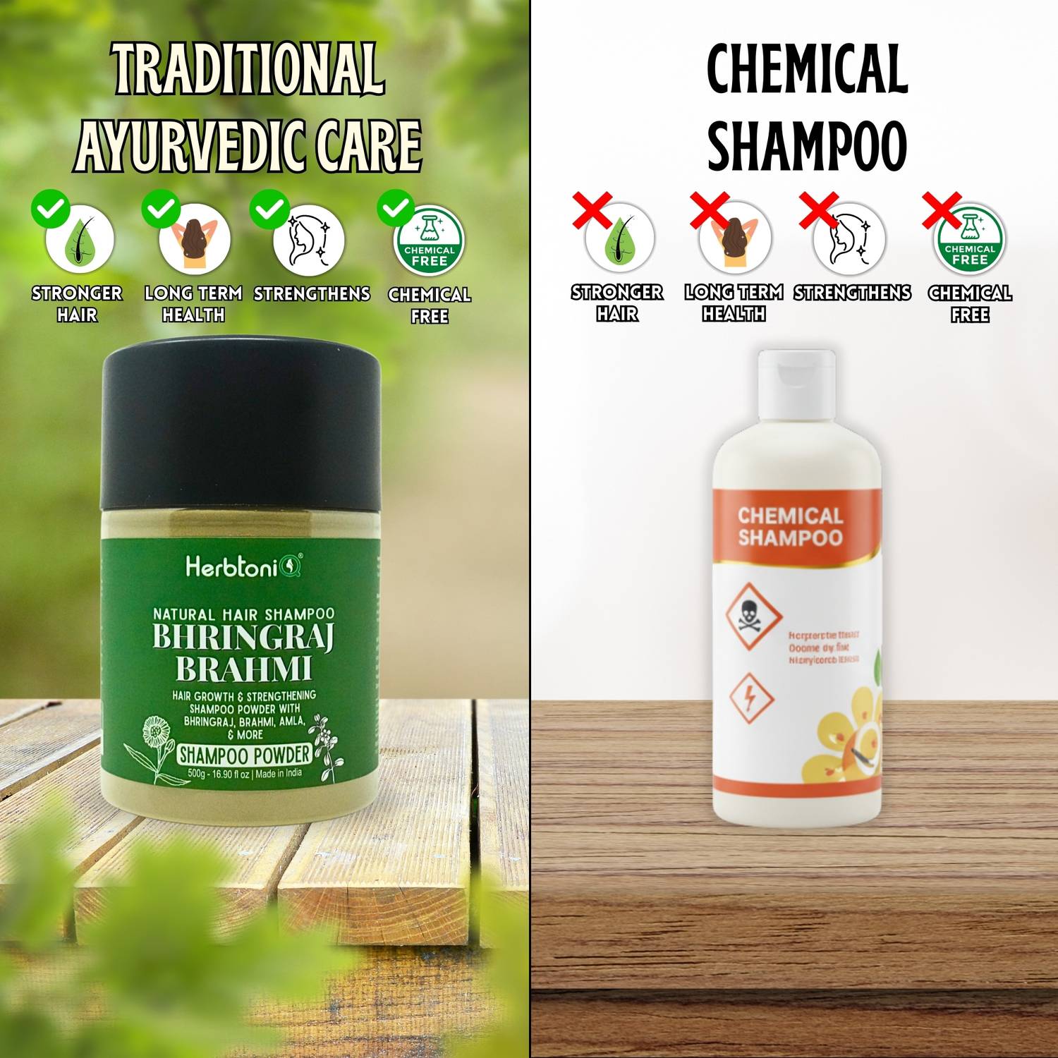 HerbtoniQ Bhringraj Brahmi Shampoo Powder 250g - Image 2