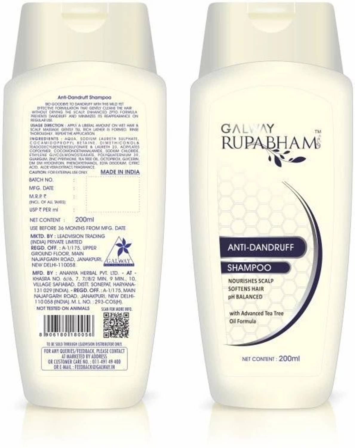 Rupabham Anti Dandruff Shampoo 200ml - Image 3