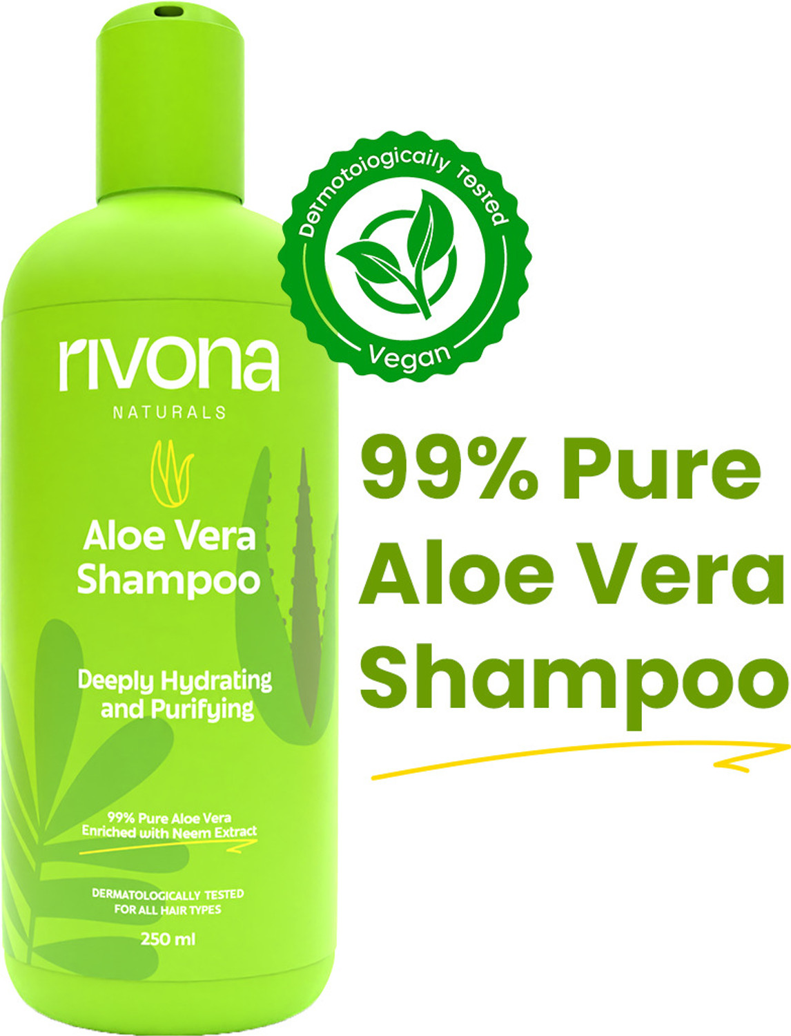 Image of RIVONA NATURALS Aloe Vera Shampoo,Zero Chemicals Natural Hydrating Shampoo for Soft, Smooth Hair