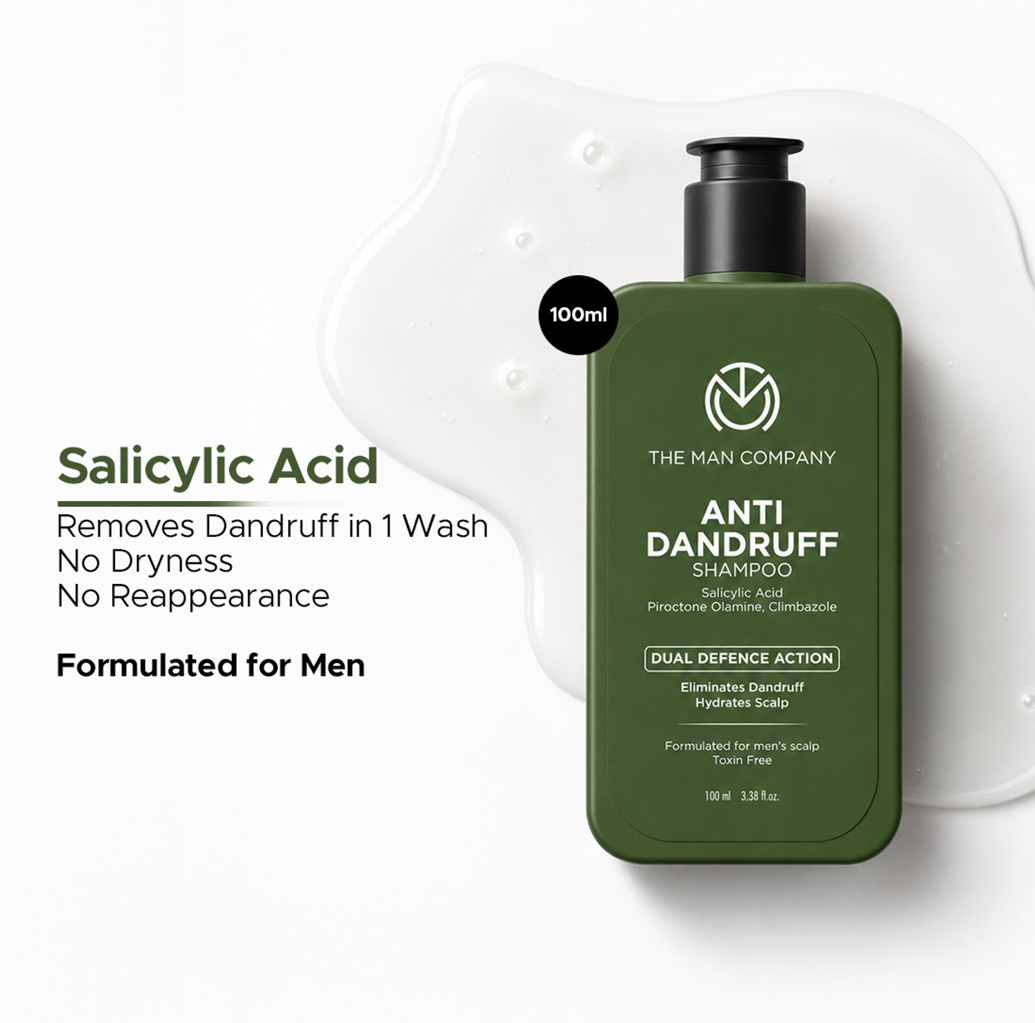 Image of THE MAN COMPANY Anti Dandruff Shampoo for Men | Salicylic Acid | Fights Dandruff & Itchy Scalp