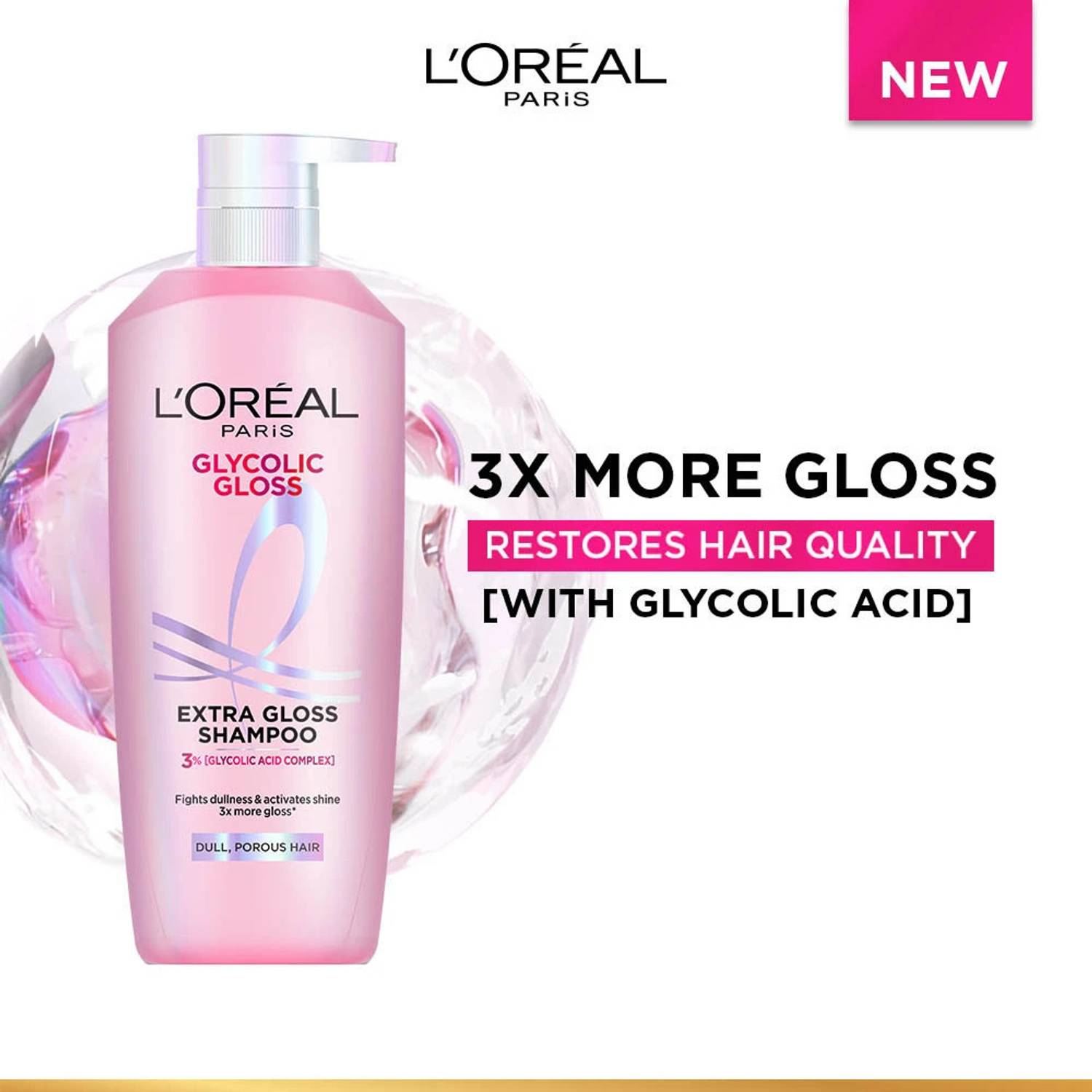 L'Oréal Paris Glycolic Gloss Shampoo, 3x Shine - Image 2
