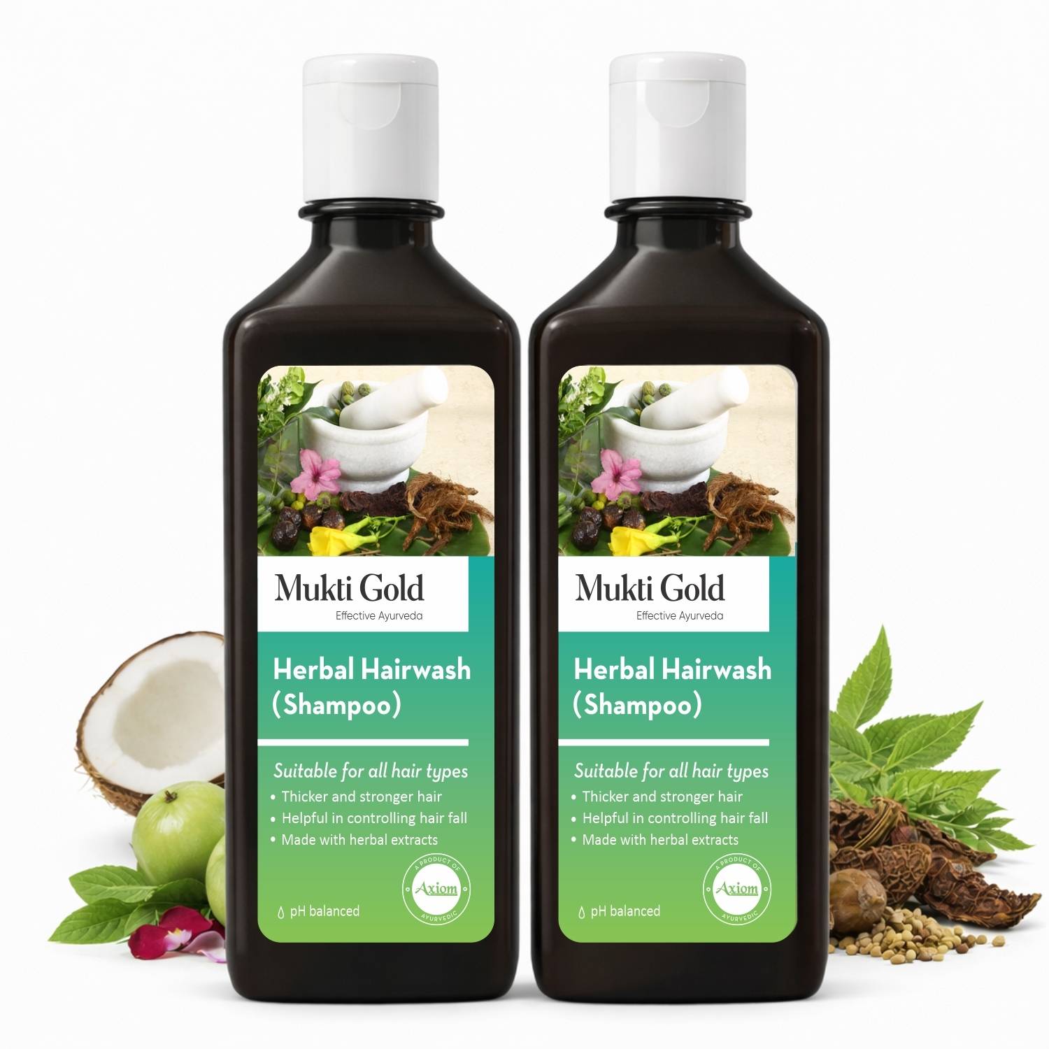 AXIOM Mukti Gold Herbal Shampoo 14+ Ayurvedic Ingredients - Image 1