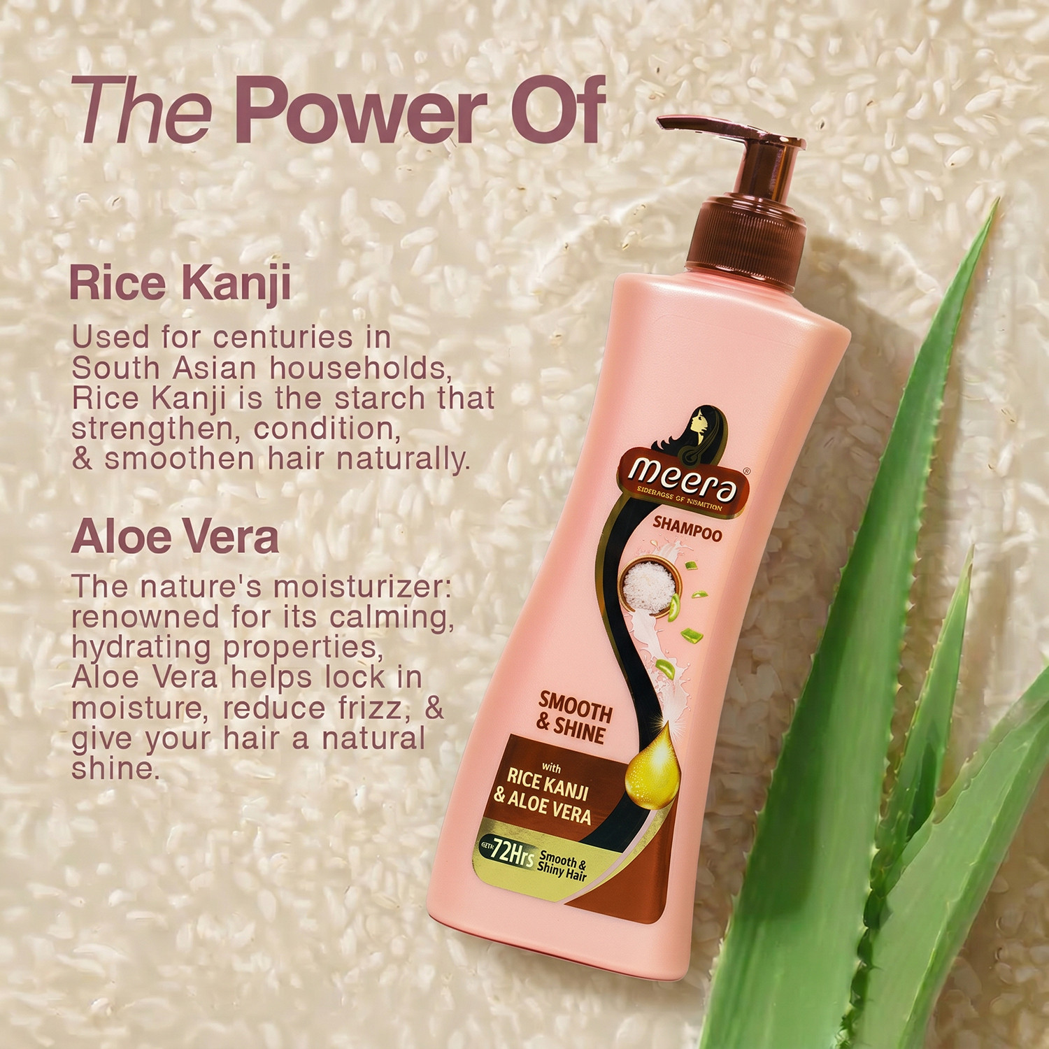 Image of Meera Smooth & Shine Shampoo|Rice Kanji & Aloe Vera