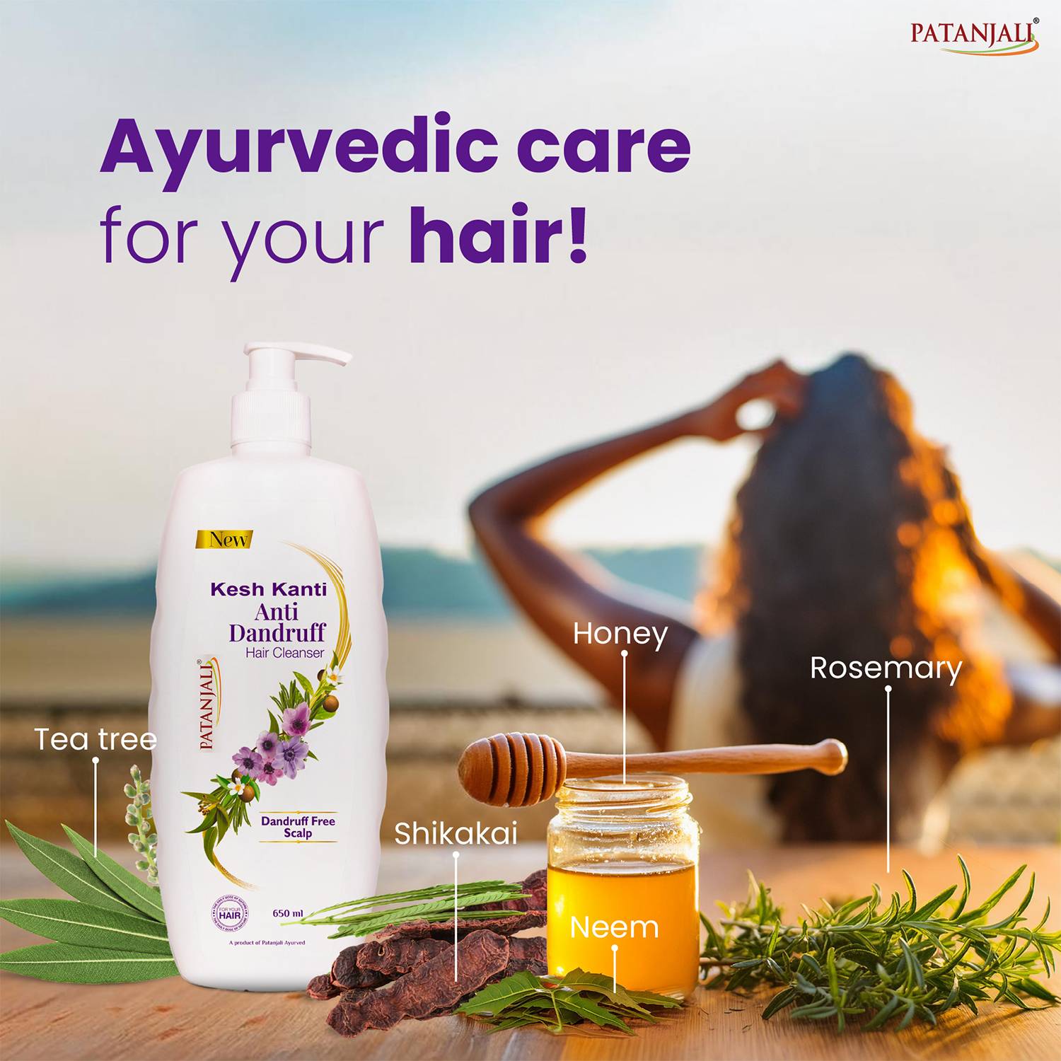 Patanjali Kesh Kanti Anti Dandruff Hair Cleanser 650 ml - Image 2