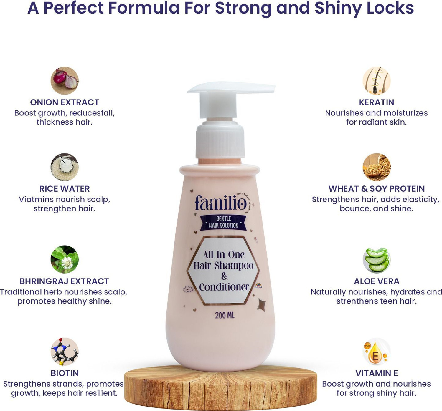 Image of FAMILIO All in One Hair Shampoo and Conditioner for Kid, Shampoo for Fuller Looking Hair