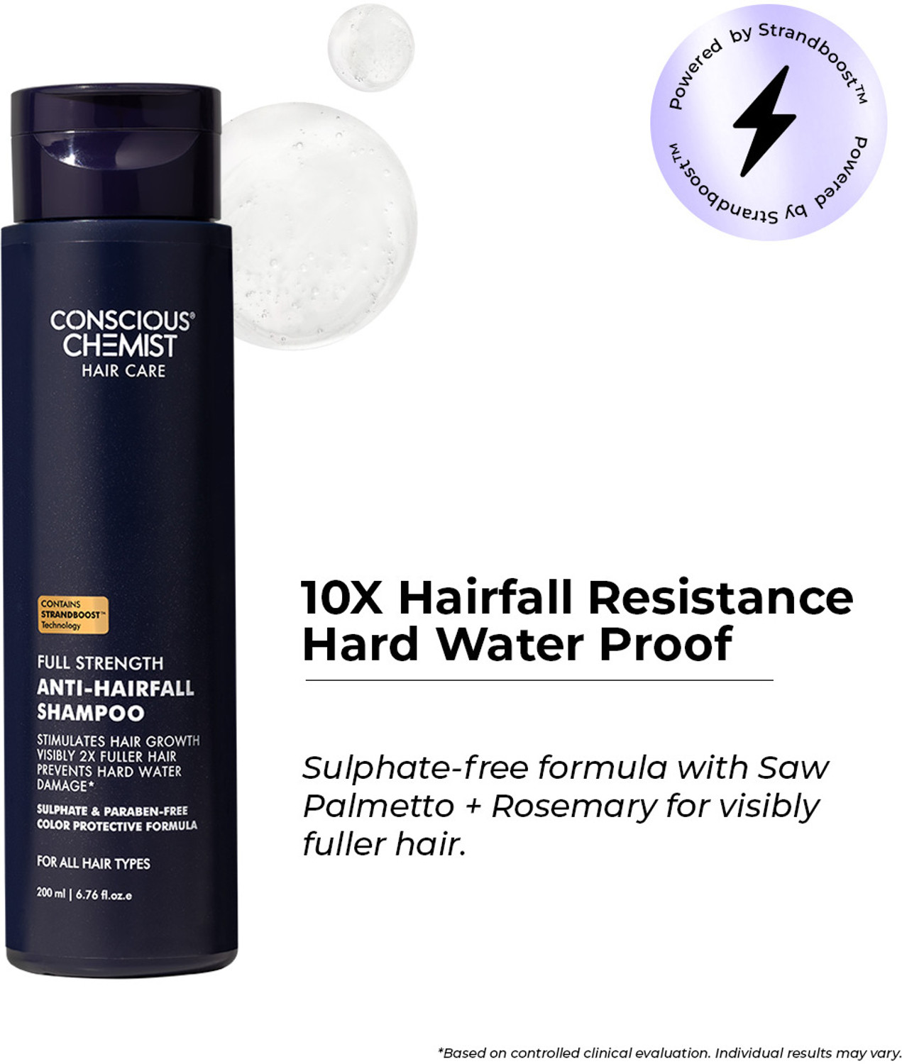 Image of Conscious Chemist Full Strength Anti-Hairfall Shampoo | Saw palmetto, Rosemary OIl & Keratin