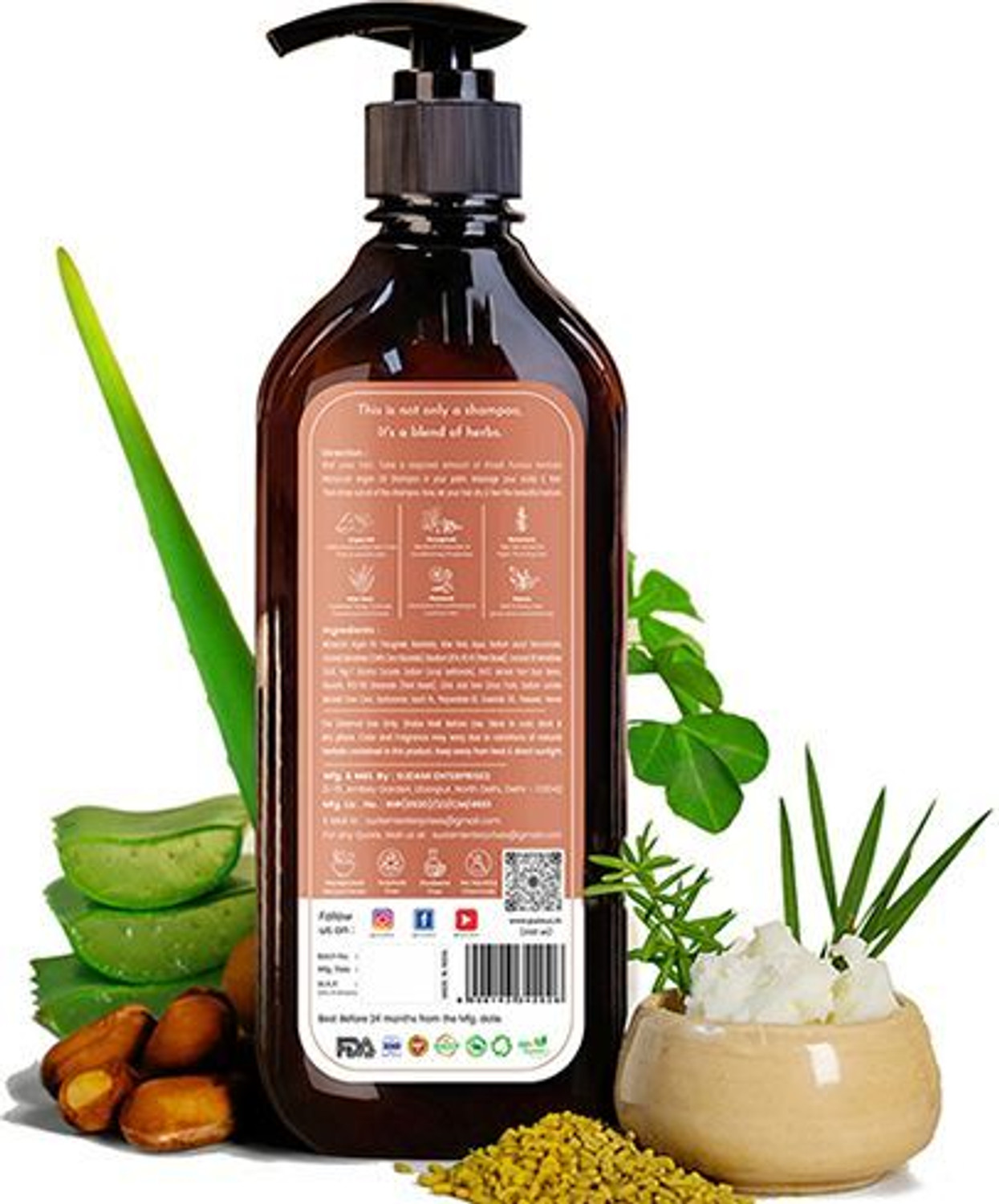 Image of Pureus Herbals Shreekesha Moroccan Argan Oil Shampoo | Sulfate & Paraben Free|Deep Nourishment