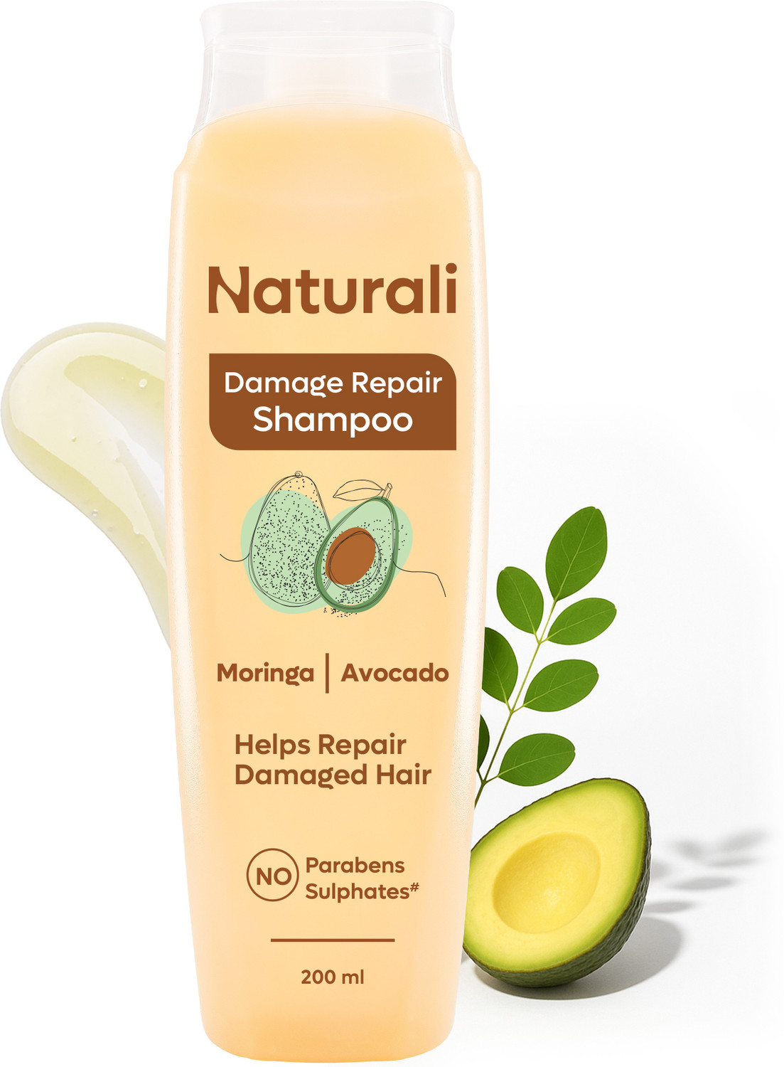 Image of Naturali Damage Repair Shampoo | Improves Damaged Hair In 4 Uses | Avocado & Moringa Oil