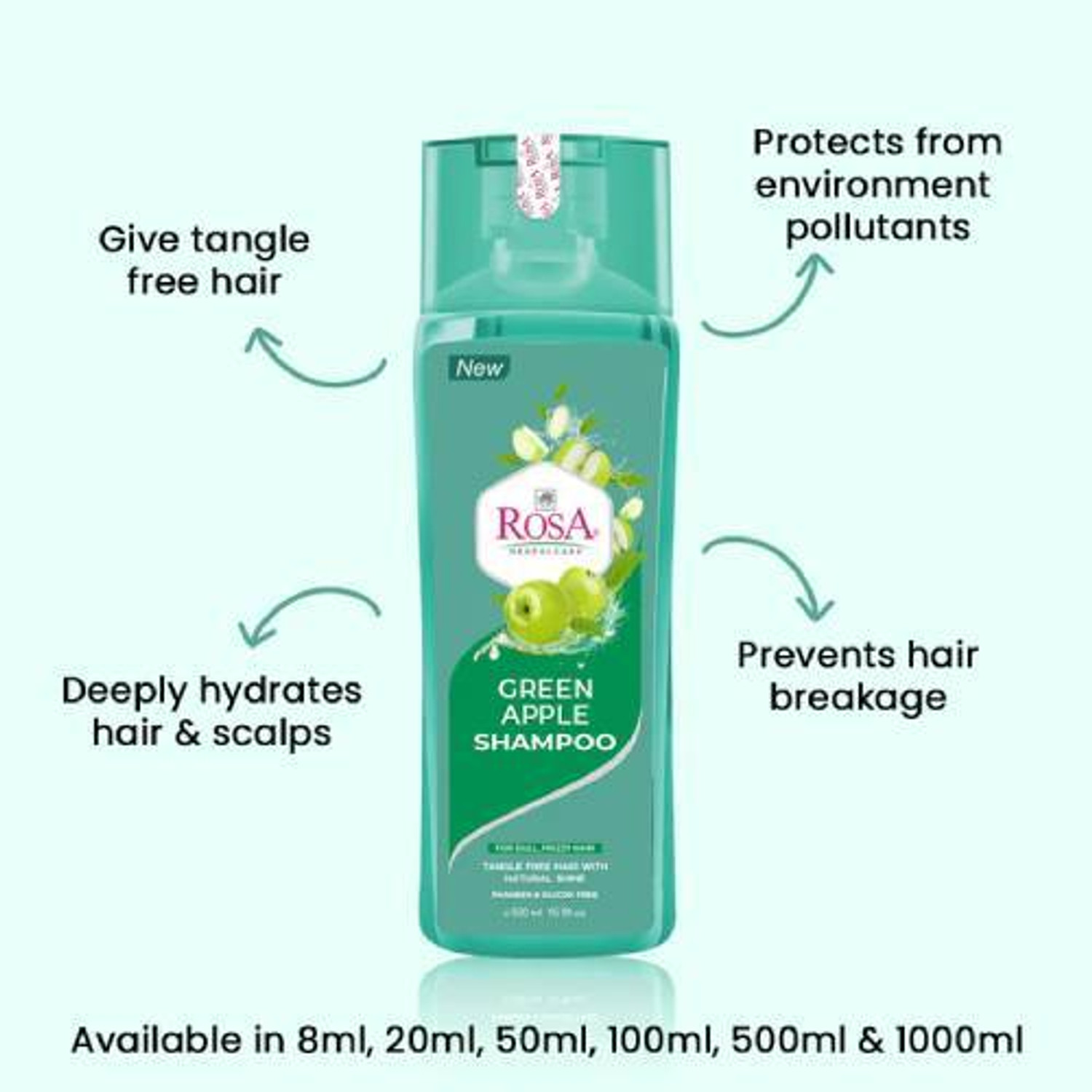 Image of ROSA Green Apple shampoo l Control dandruff & Retaining Natural Oils I