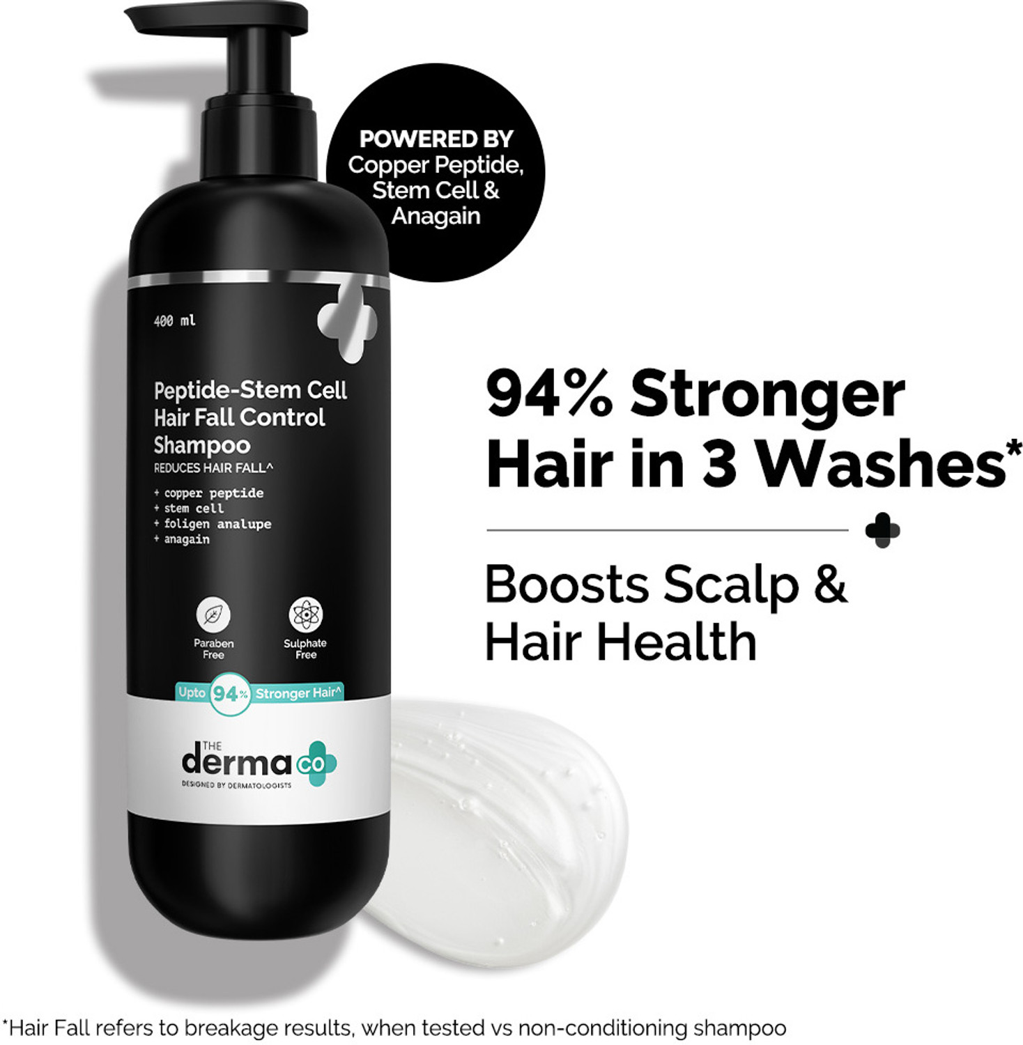 Image of The Derma Co Peptide-Stem Cell Hair Fall Control Shampoo Triple Actives Formula