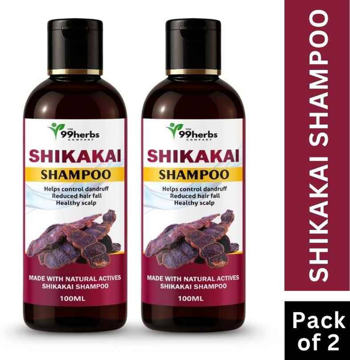 The 99 Herbs Company Shikakai Shampoo 100ml – Pack of 2 | Herbal Hair Cleanser & Growth Care