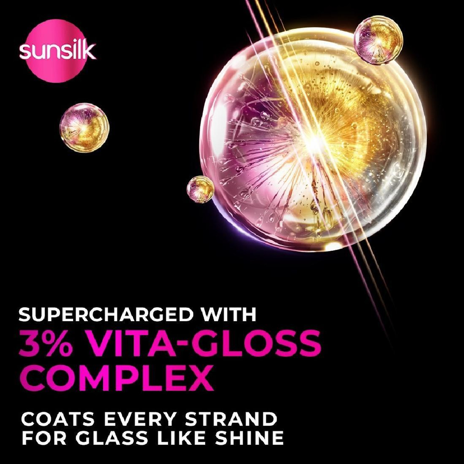 Image of SUNSILK Radiant Black Shine Shampoo, With 3% Vita-Gloss, For Smooth Glass Shine Hair