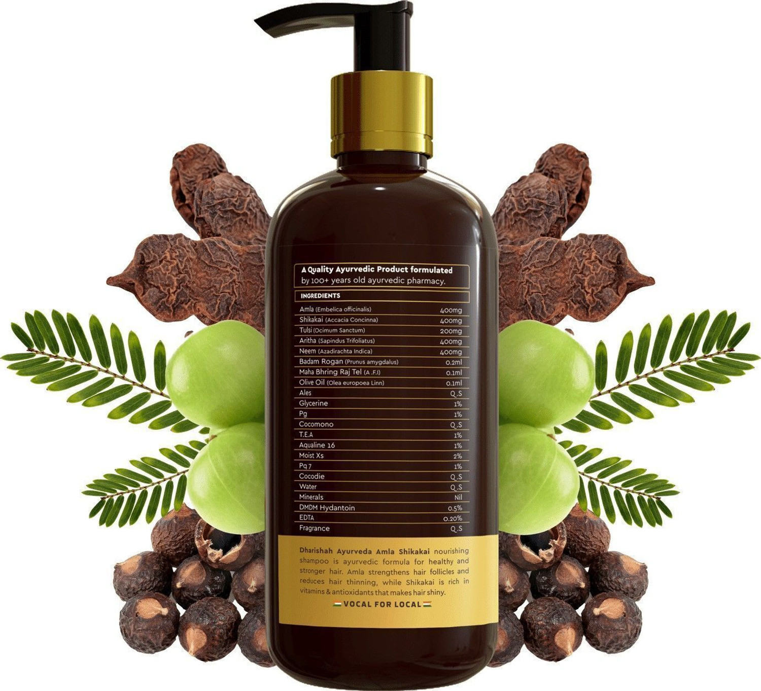 Image of Dharishah Ayurveda Amla Reetha Shikakai Shampoo for Hair Growth Ayurvedic Anti Hairfall & Anti Dandruff Shampoo
