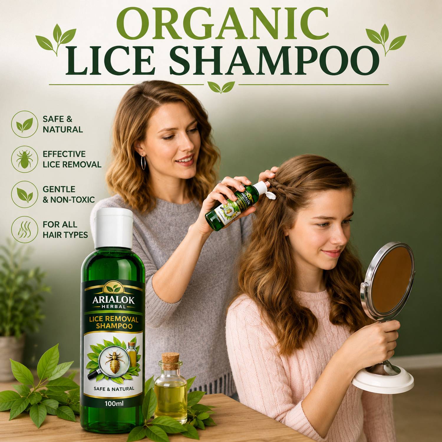 ARIALOK LIce oil, herbal lice oil, natural lice treatment,