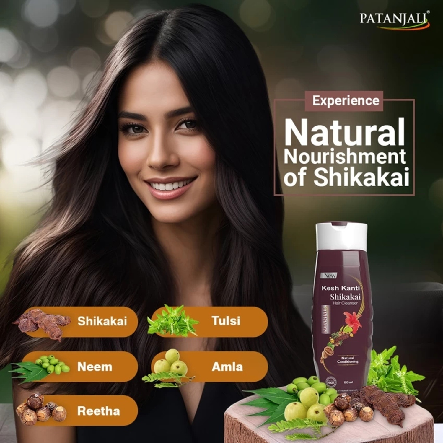 Image of PATANJALI Kesh Kanti Natural Hair Cleanser 180ML 2PCS