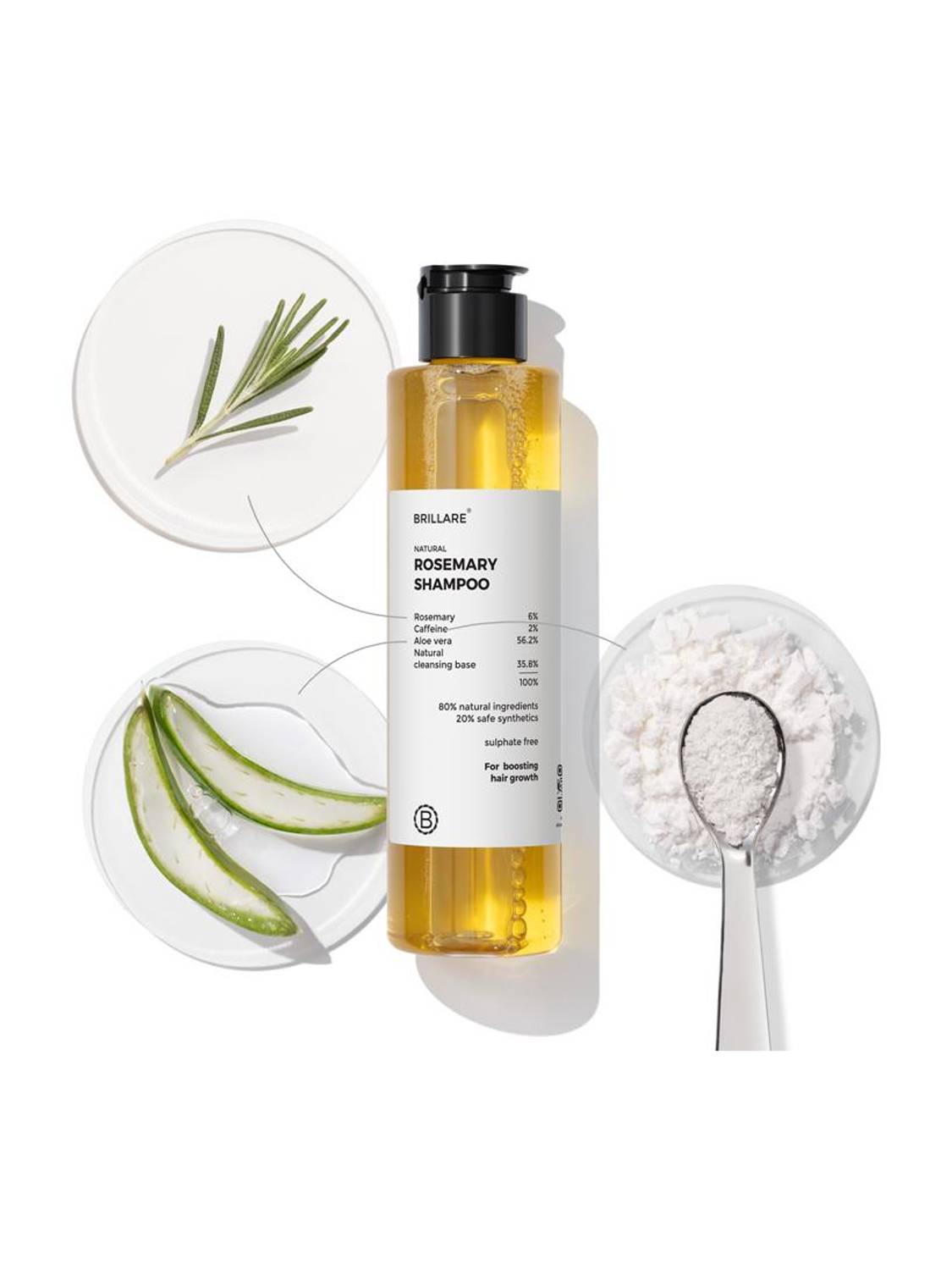 BRILLARE 6% Rosemary Shampoo with 2% Caffeine for Hair Growth & Hair Fall Control