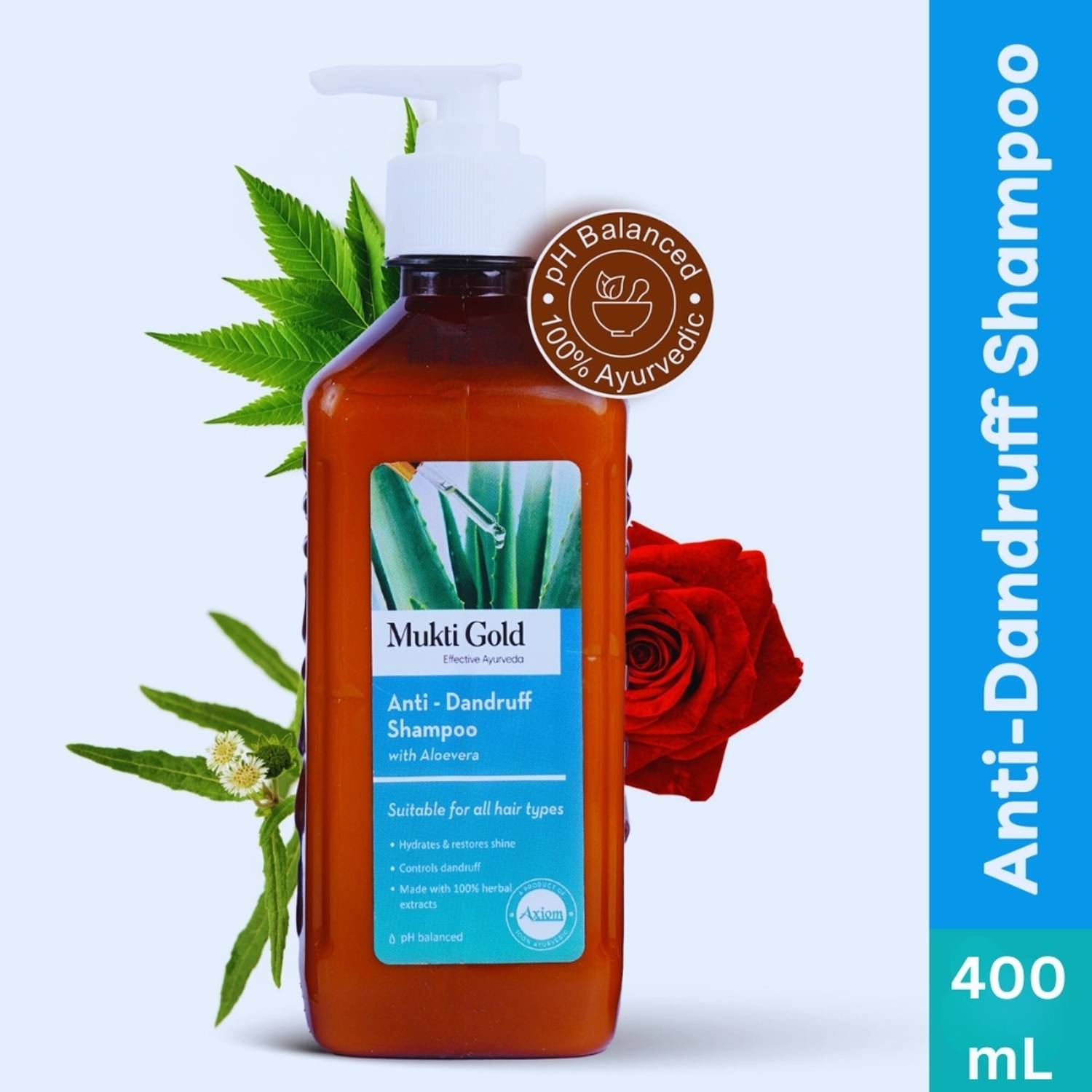 AXIOM Mukti Gold Anti-Dandruff Shampoo with Aloe Vera, Controls Dandruff