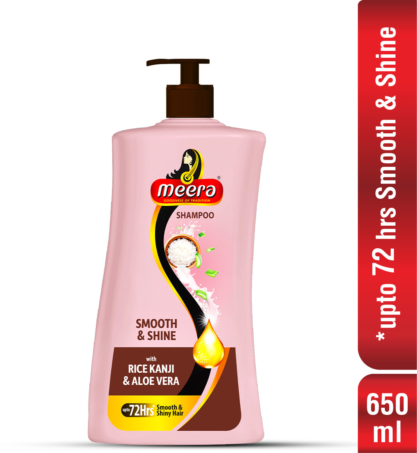 Image of Meera Shampoo with Rice Kanji and | Aloe Vera for Smooth & Shiny Hair upto 72 Hours|