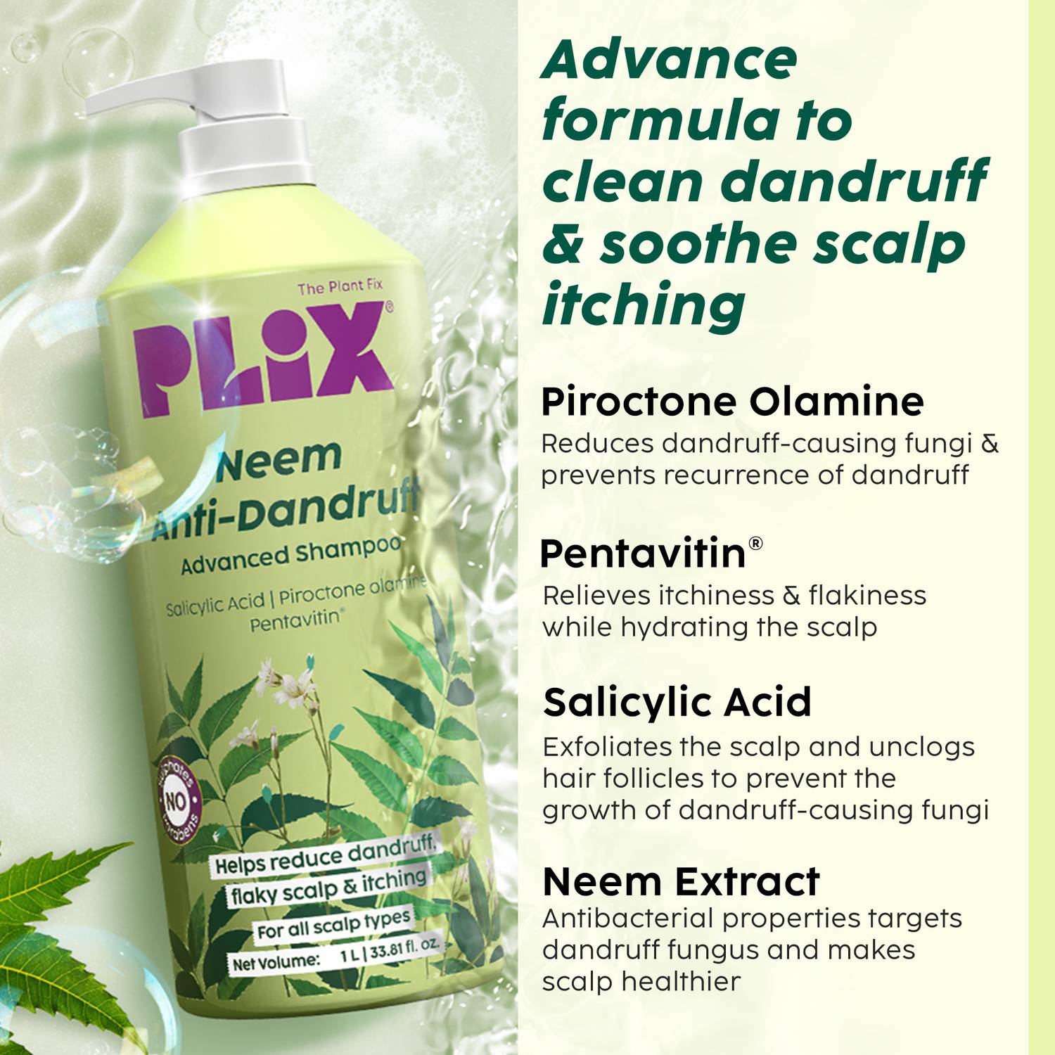 The Plant Fix Plix Neem Anti-Dandruff Shampoo 200ml - Image 2