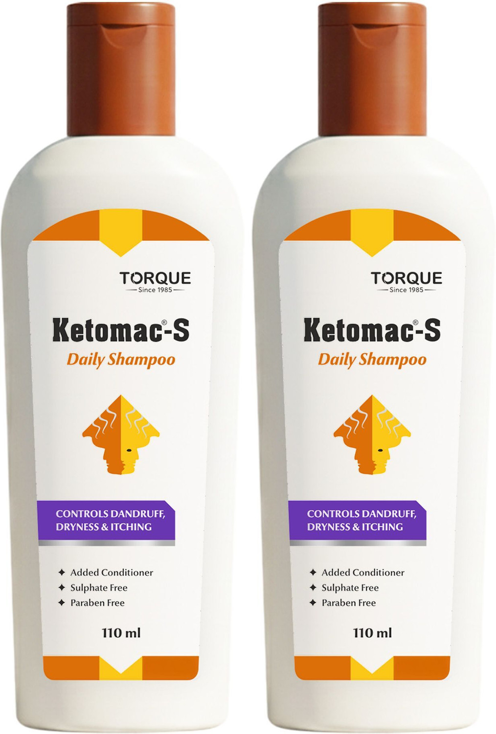 Image of Ketomac S Anti-Dandruff Shampoo-Sulphate & Paraben Free, Selenium Sulfide Pack of 2 (110 ml)