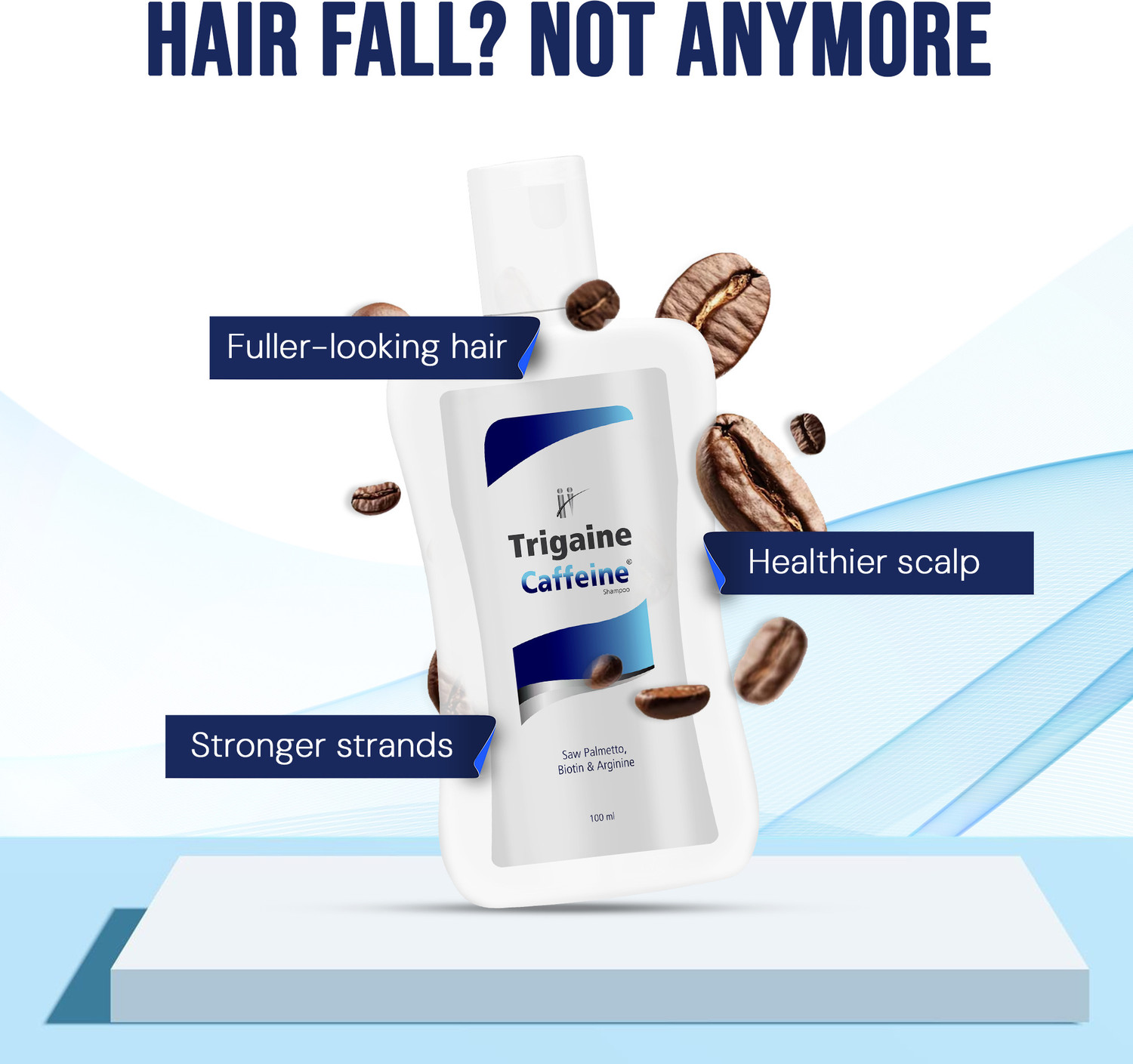 Image of trigaine caffeine Anti Hair Fall Shampoo | Scalp Cleansing Shampoo for Dull Dry & Damaged Hair