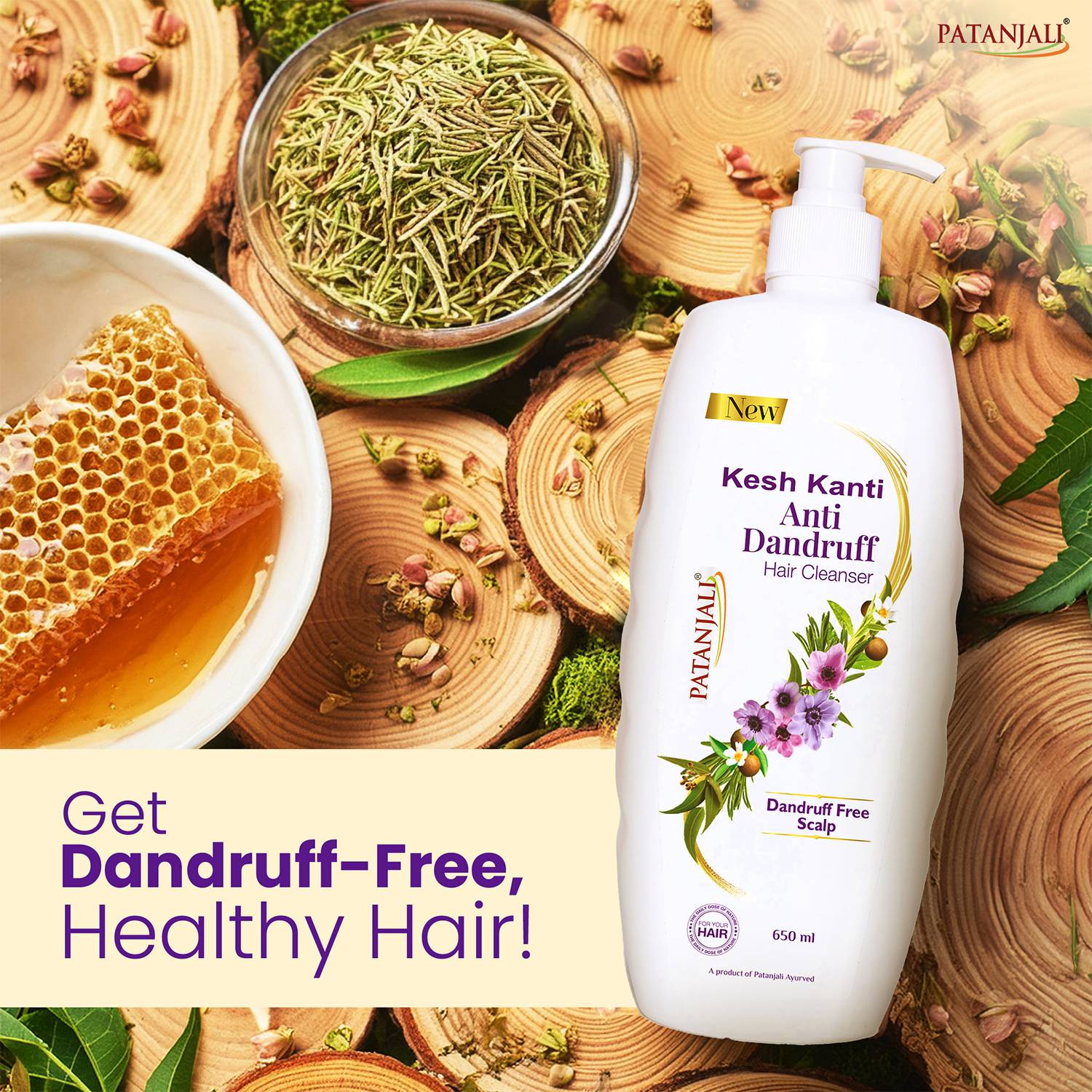 Patanjali Kesh Kanti Anti Dandruff Hair Cleanser 650 ml - Image 3