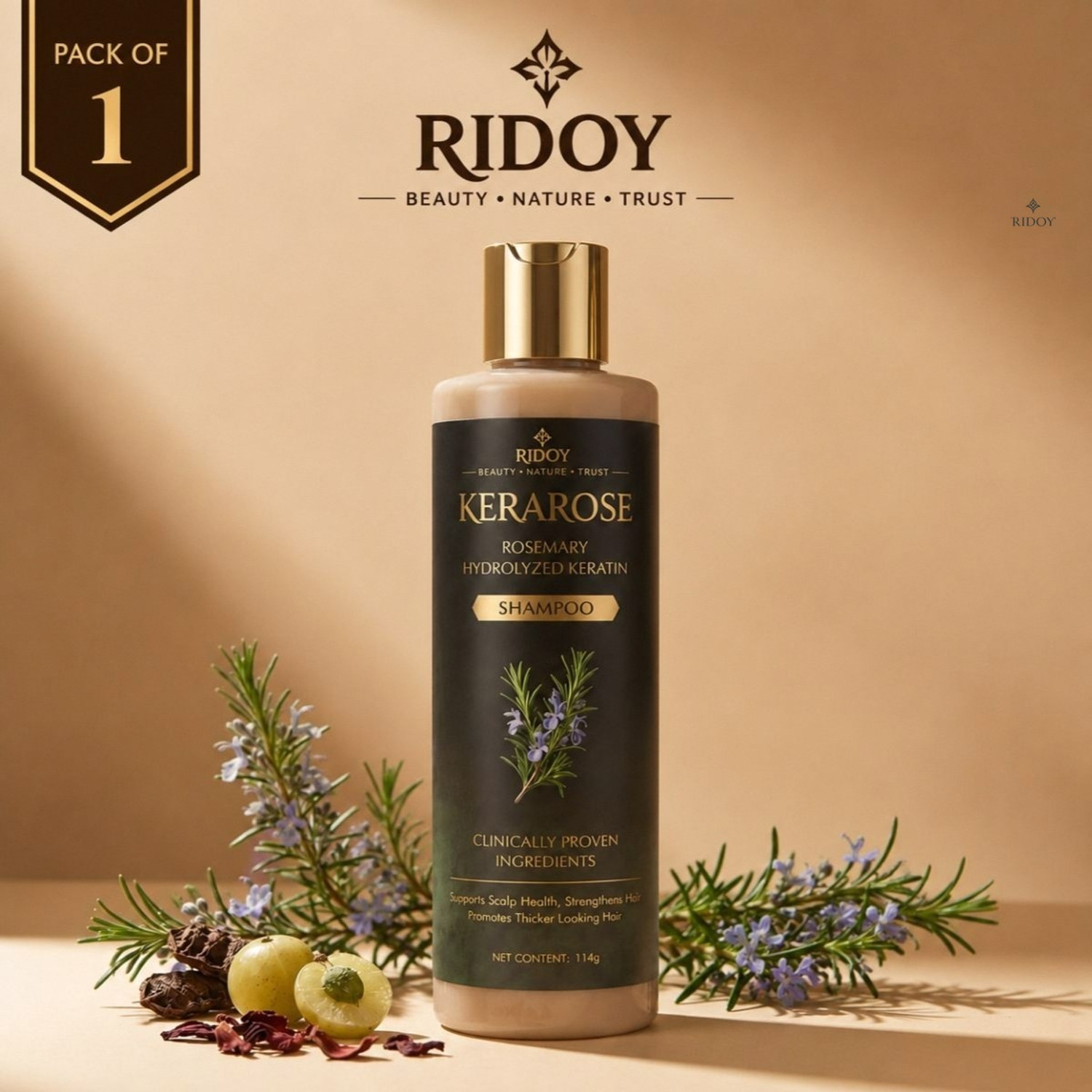 Image of RIDOY natural rosemary shampoo | Daily Hair Care Essential Cleansing Edition -