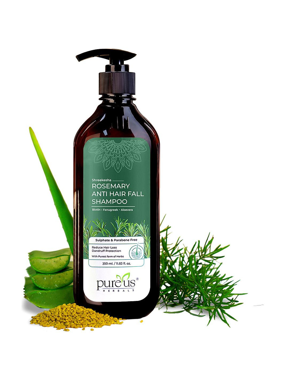 Image of Pureus Herbals Shreekesha Rosemary Shampoo |Paraben & Sulfate Free| Dandruff Control