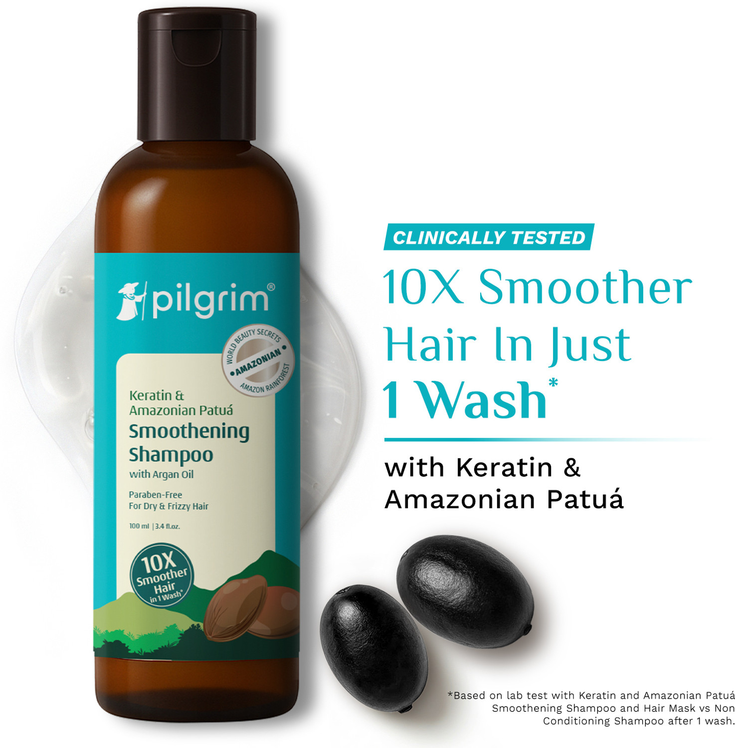 Image of Pilgrim Patua 10X Keratin Hair Smoothening Shampoo for Men & Women | Frizzy & Dry Hair