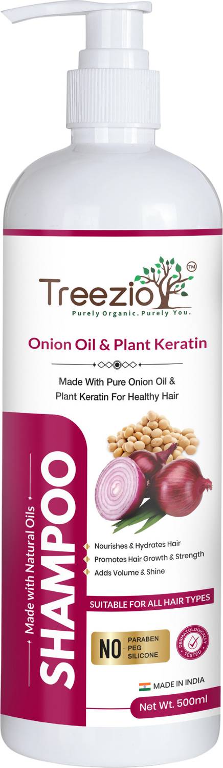 treezio Onion Oil & Plant Keratin Shampoo for Healthy Soft Shiny