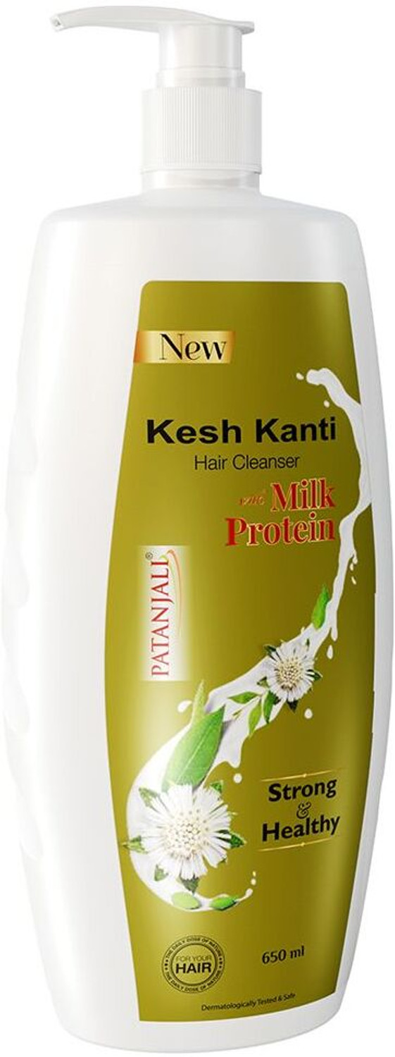 Image of PATANJALI Kesh Kanti Milk Protein Hair Cleanser Shampoo, Prevents Dryness (650 ml)